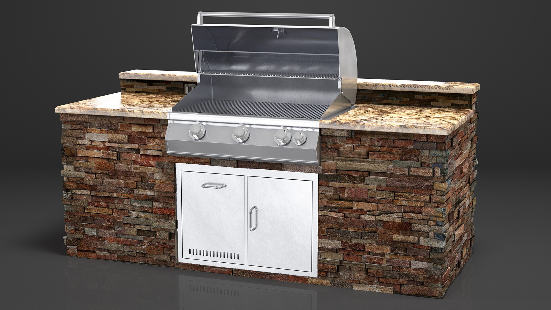 3D Outdoor BBQ Kitchen Island