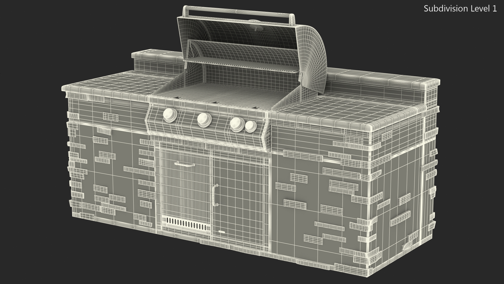 3D Outdoor BBQ Kitchen Island