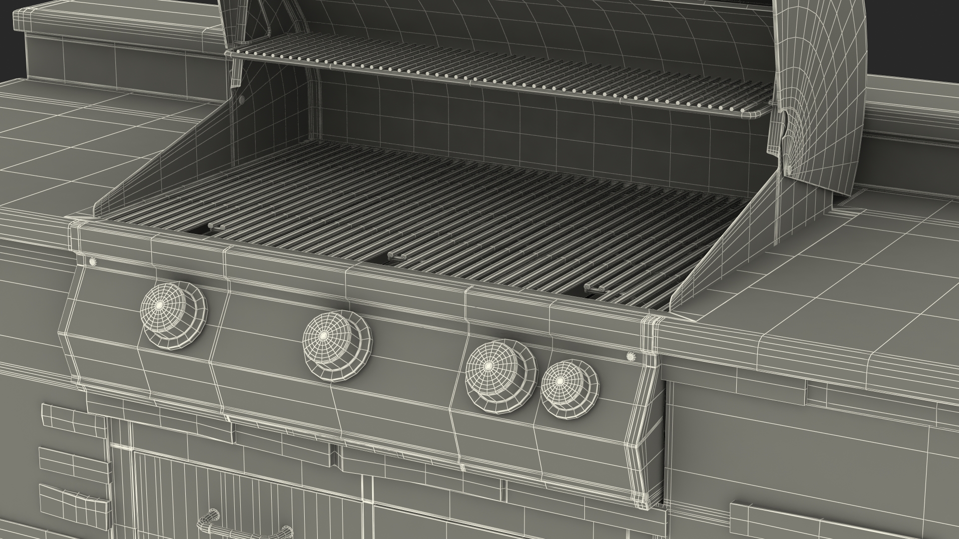 3D Outdoor BBQ Kitchen Island
