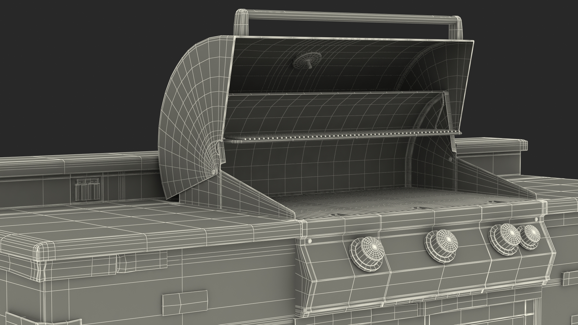 3D Outdoor BBQ Kitchen Island