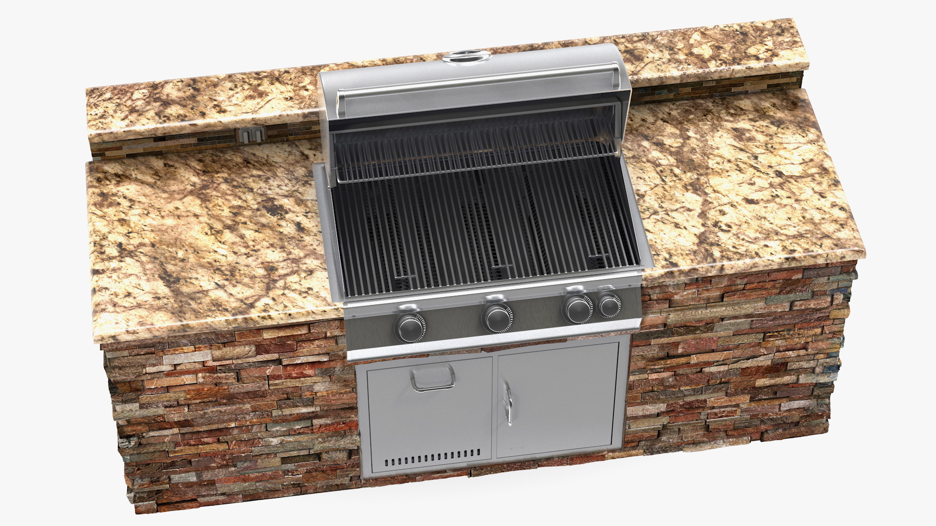 3D Outdoor BBQ Kitchen Island