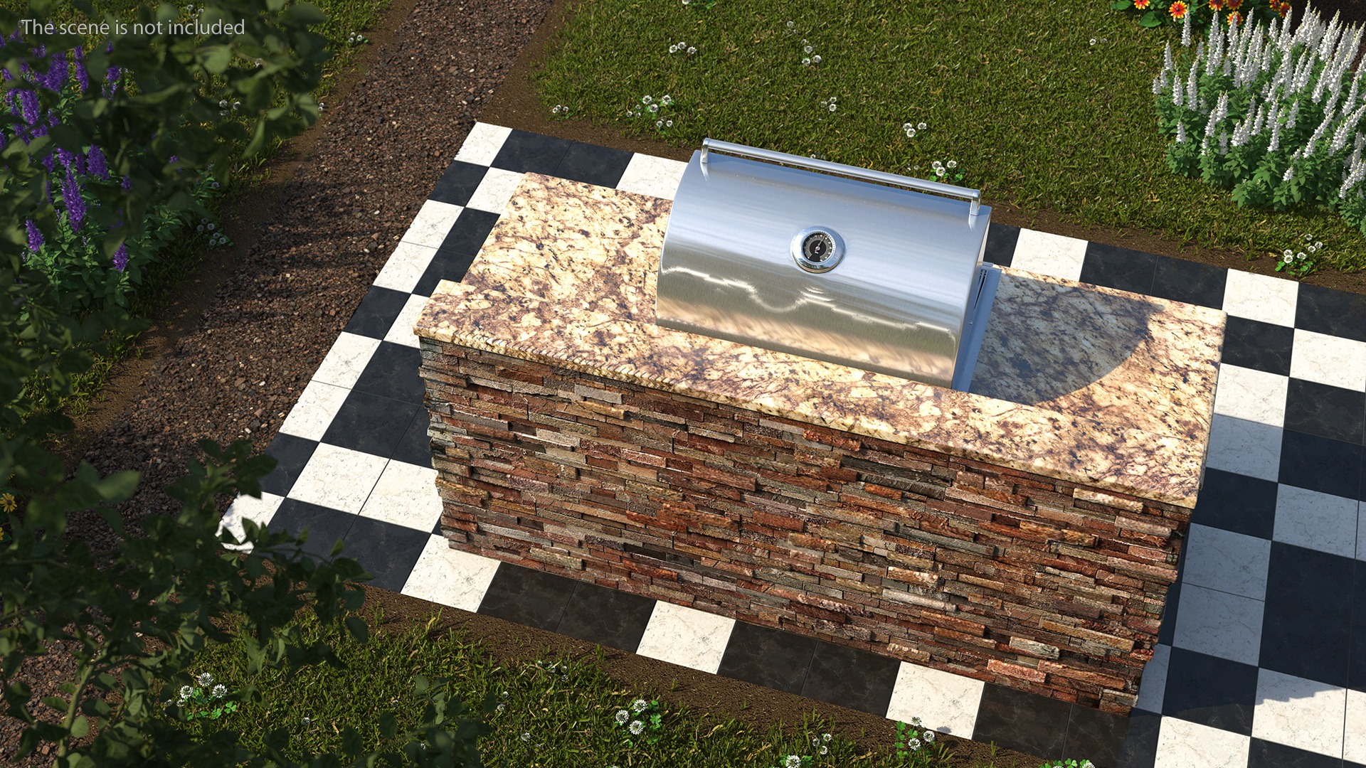 3D Outdoor BBQ Kitchen Island