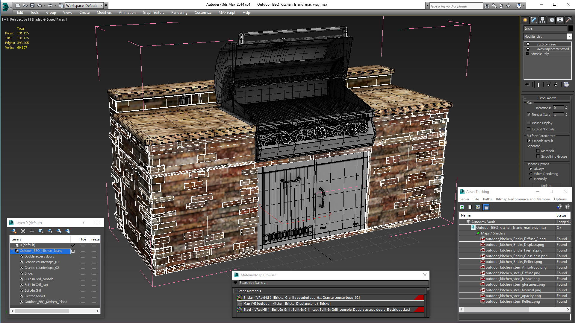3D Outdoor BBQ Kitchen Island