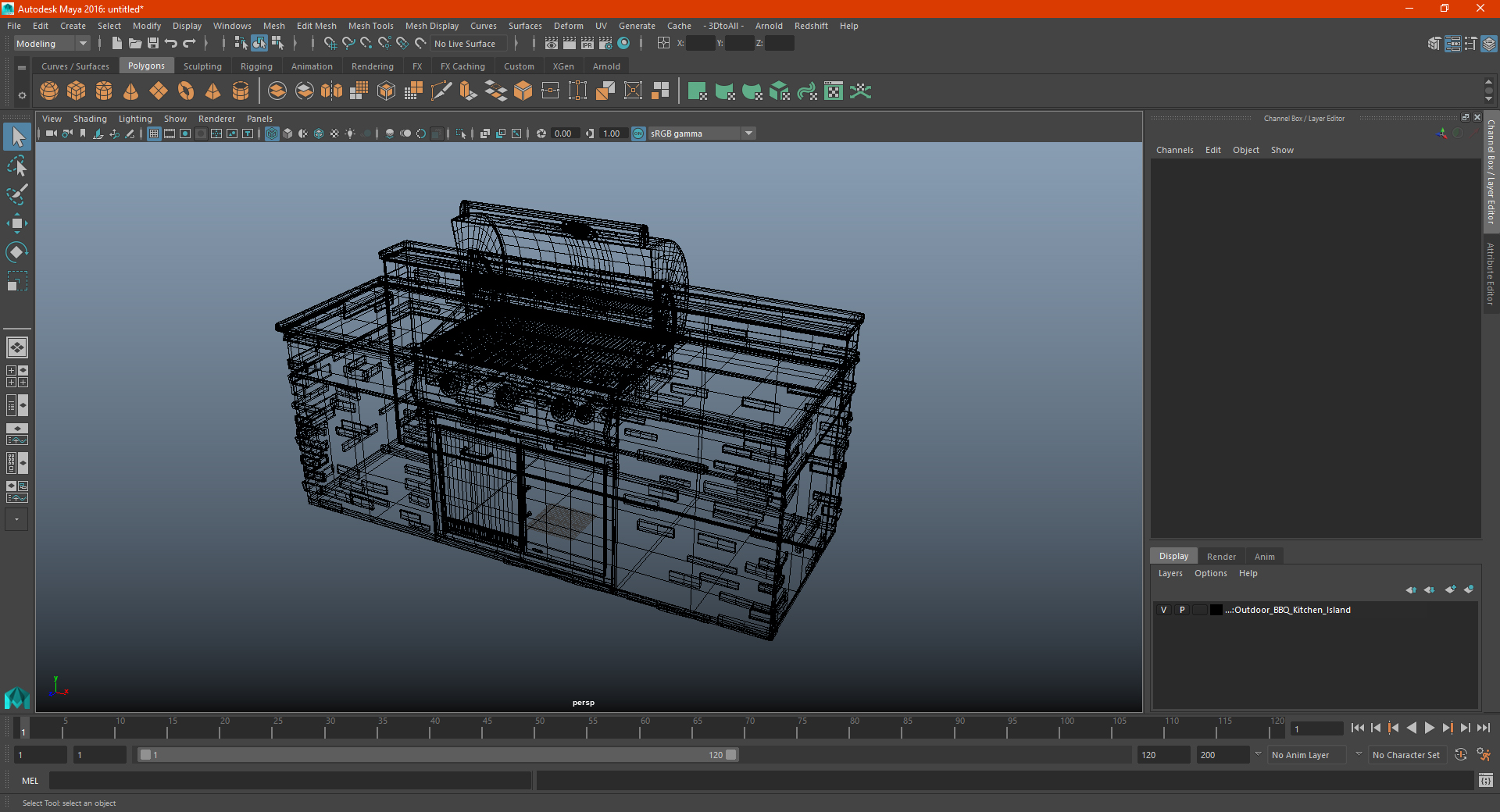 3D Outdoor BBQ Kitchen Island