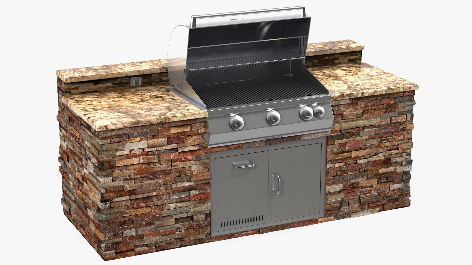 3D Outdoor BBQ Kitchen Island