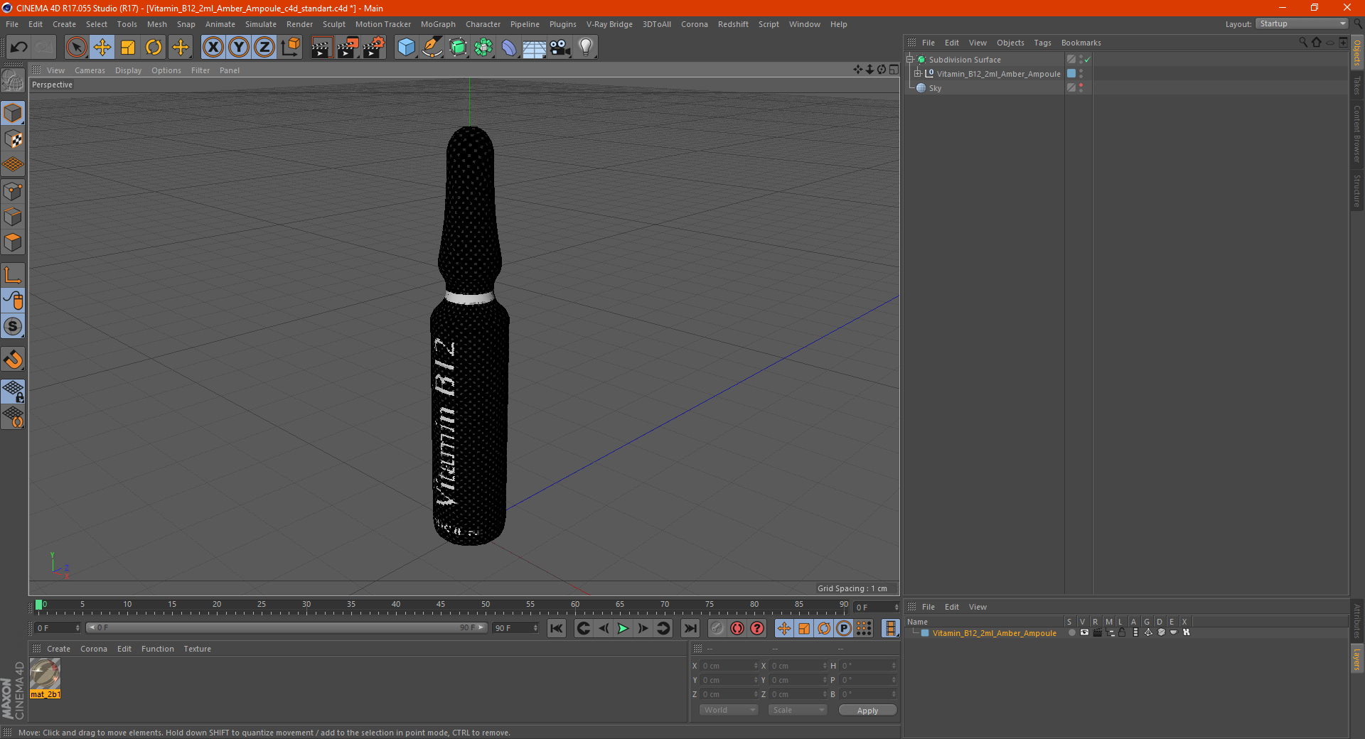 Vitamin B12 2ml Amber Ampoule 3D model