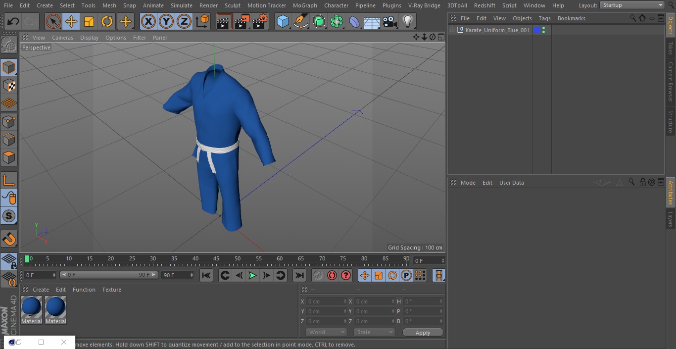 Karate Uniform Blue 3D model