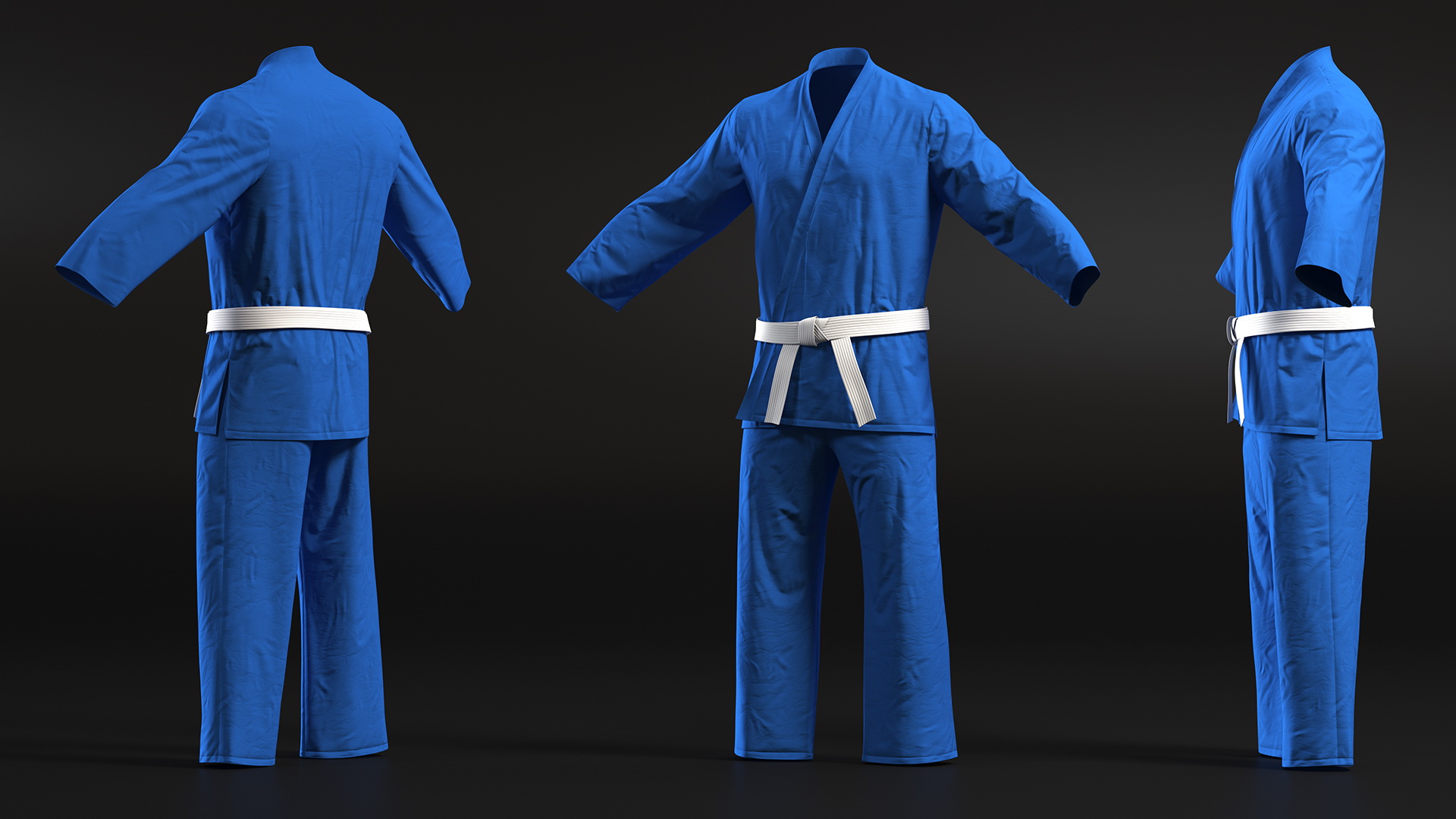 Karate Uniform Blue 3D model