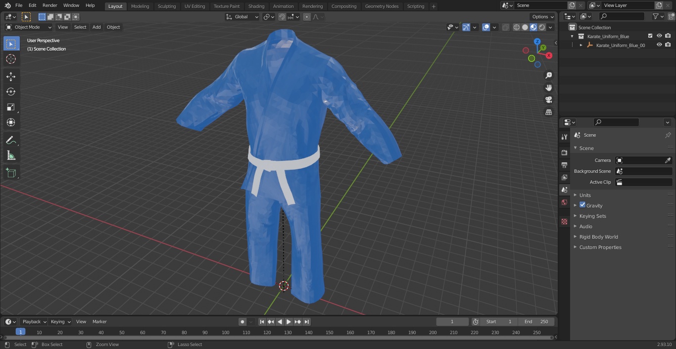 Karate Uniform Blue 3D model