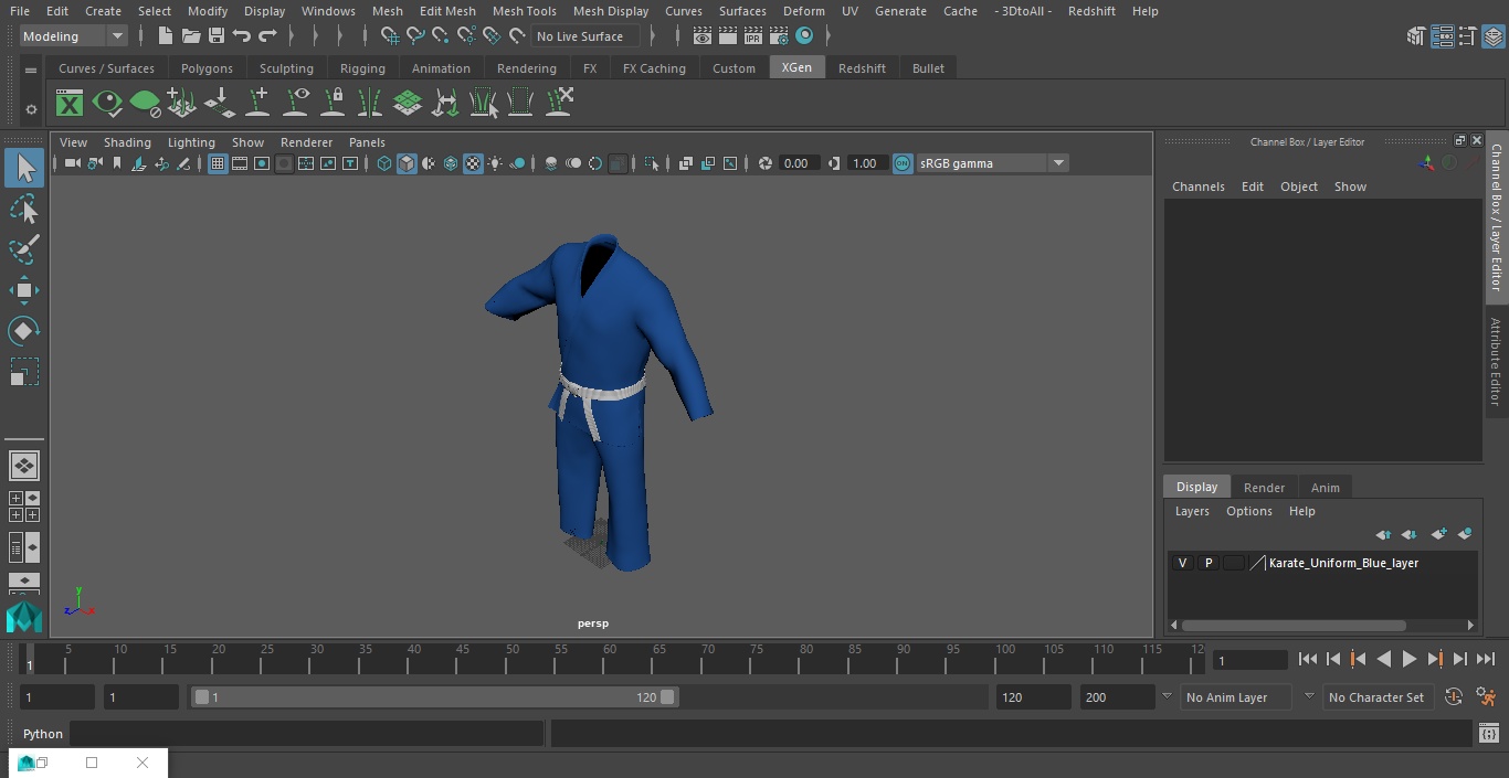 Karate Uniform Blue 3D model