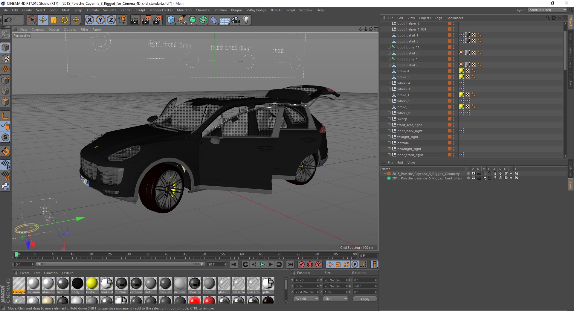 3D 2015 Porsche Cayenne S Rigged for Cinema 4D model
