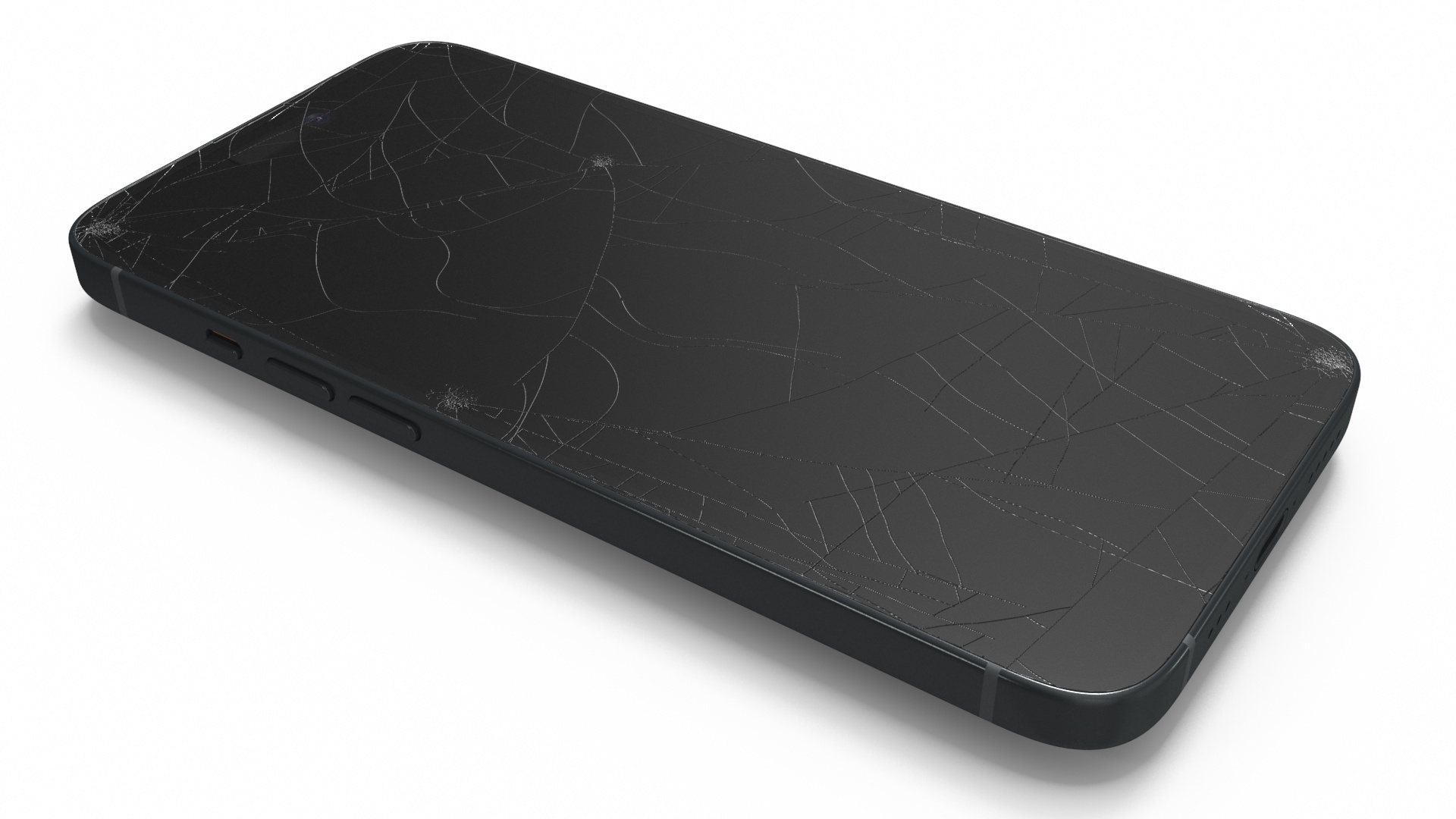 3D IPhone 15 Plus Black Cracked model