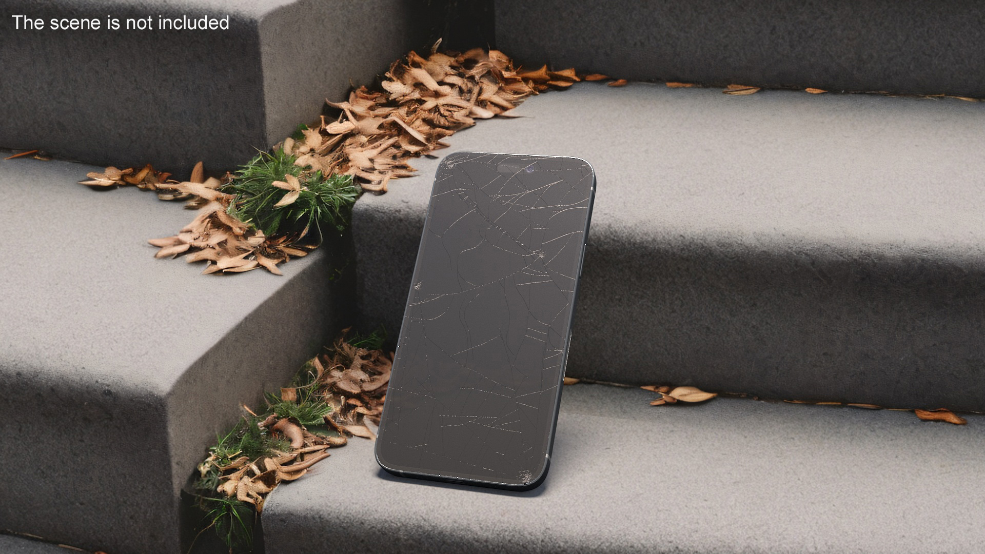 3D IPhone 15 Plus Black Cracked model