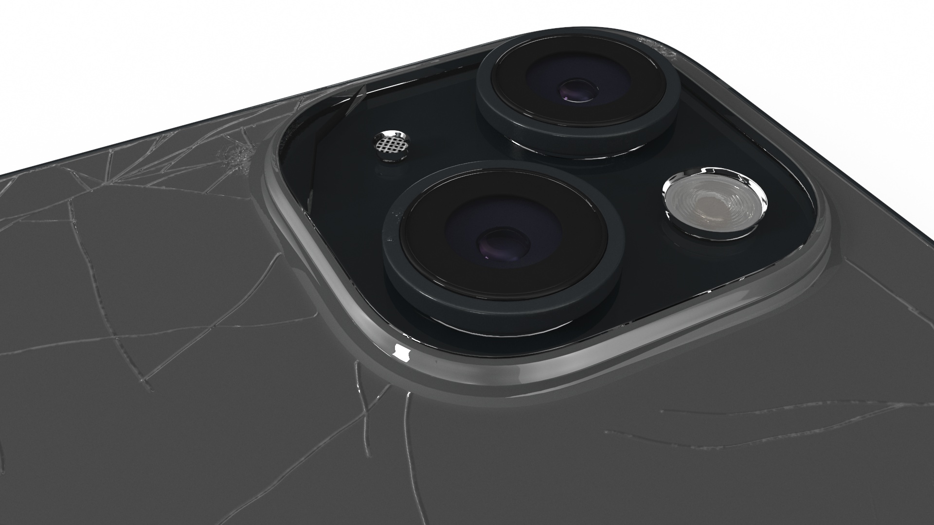 3D IPhone 15 Plus Black Cracked model