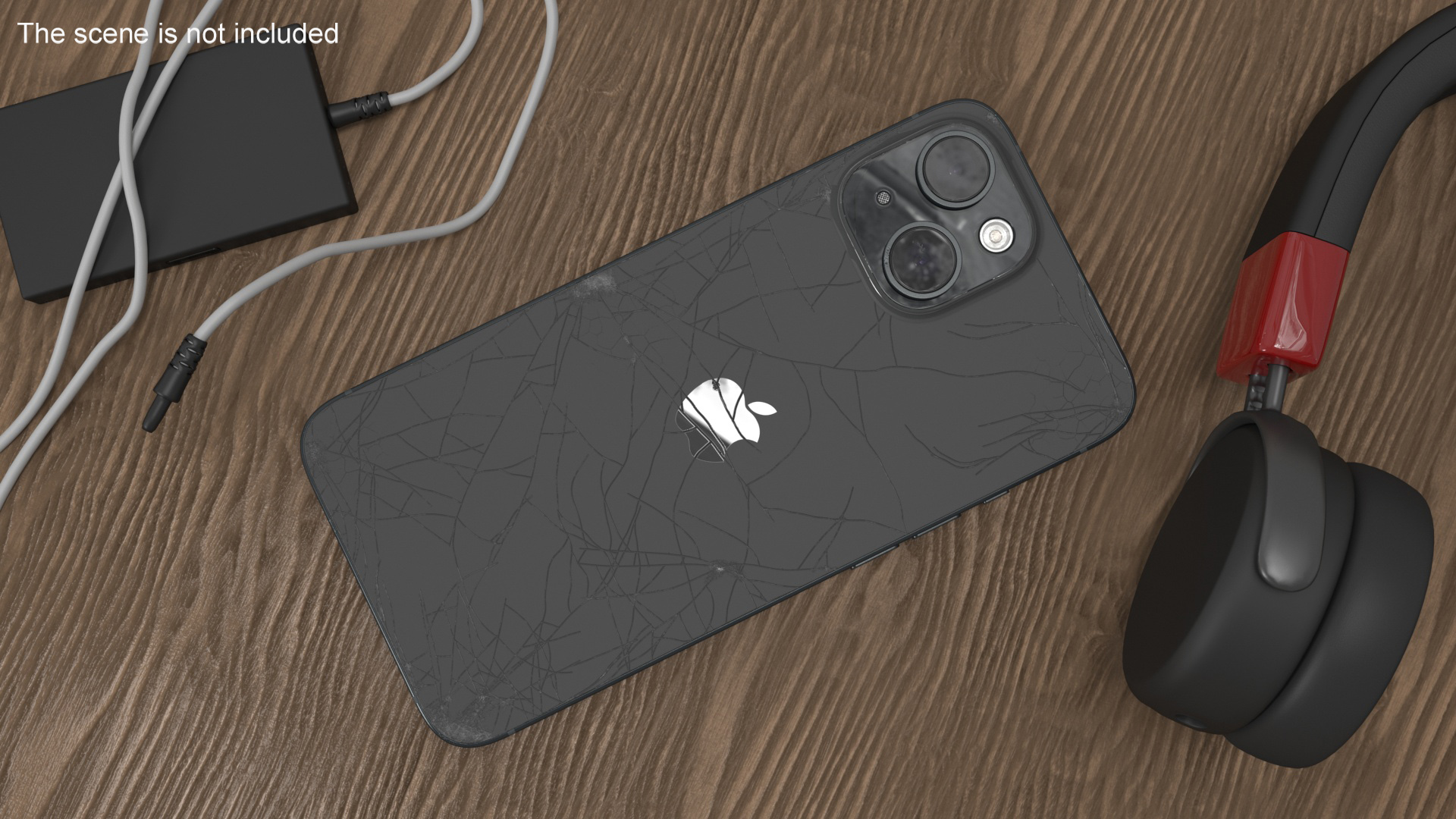 3D IPhone 15 Plus Black Cracked model