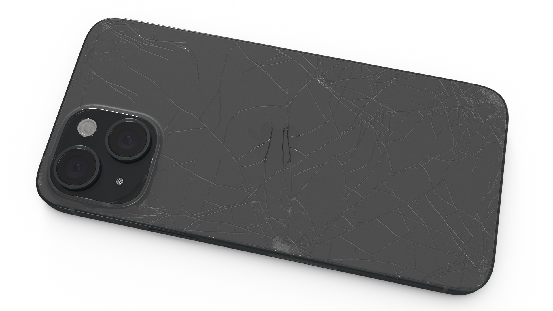 3D IPhone 15 Plus Black Cracked model
