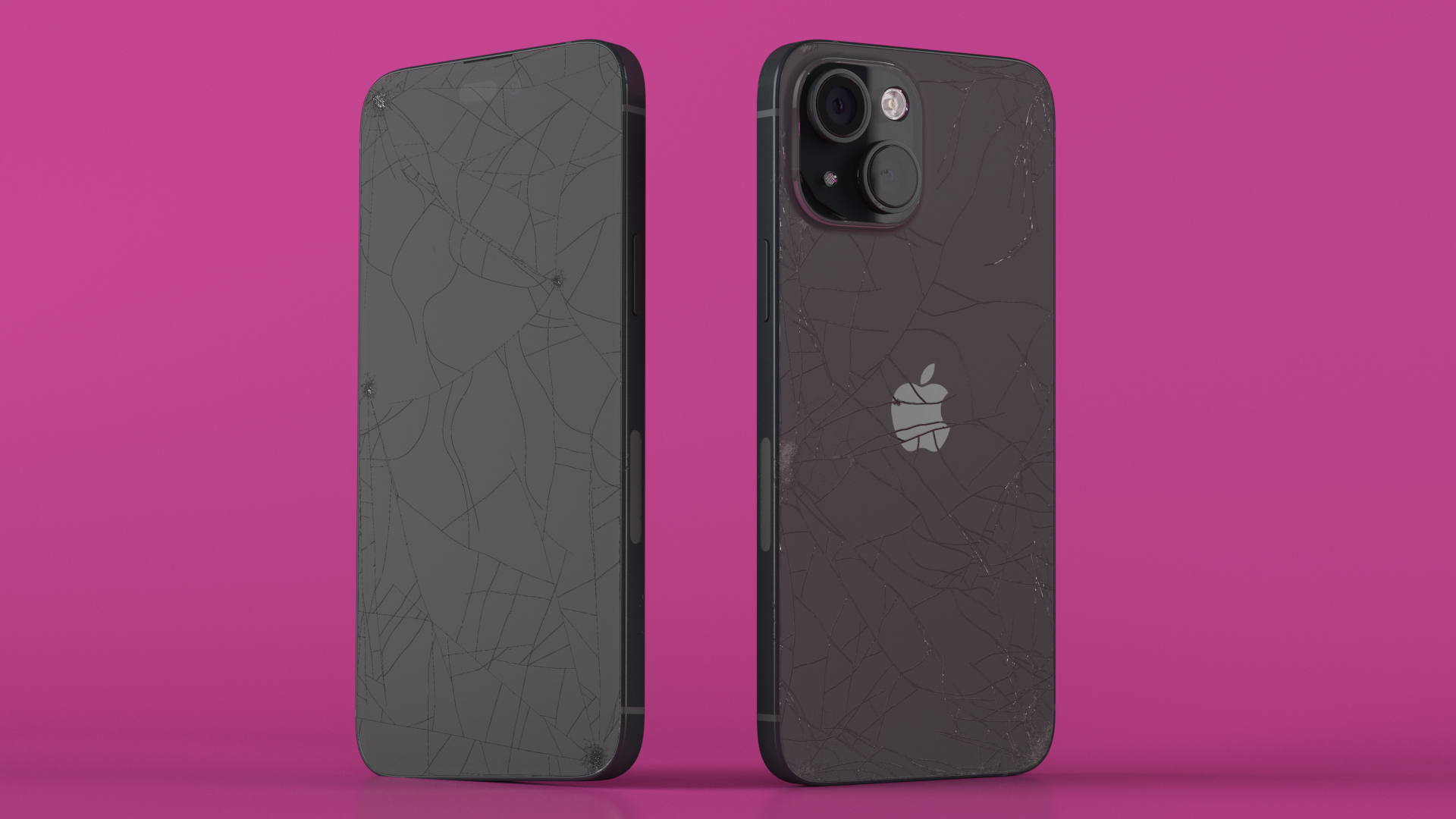 3D IPhone 15 Plus Black Cracked model