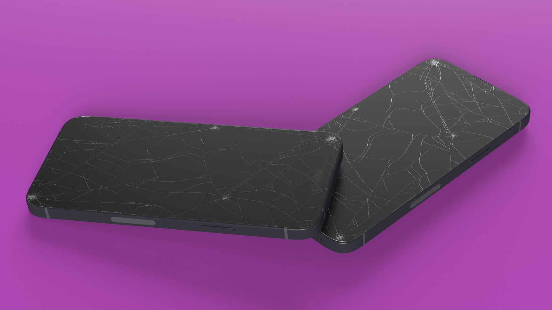 3D IPhone 15 Plus Black Cracked model