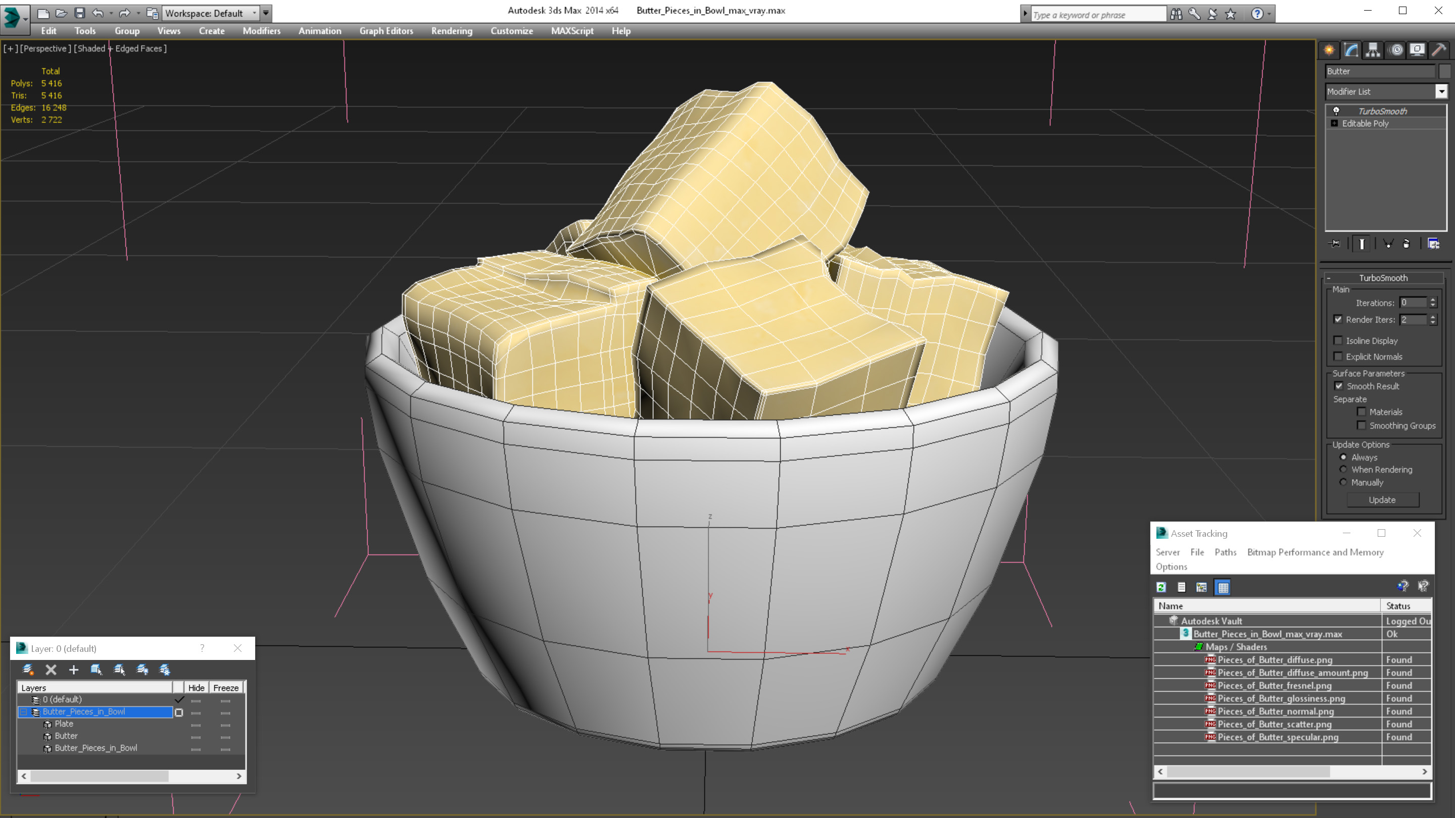 3D Butter Pieces in Bowl