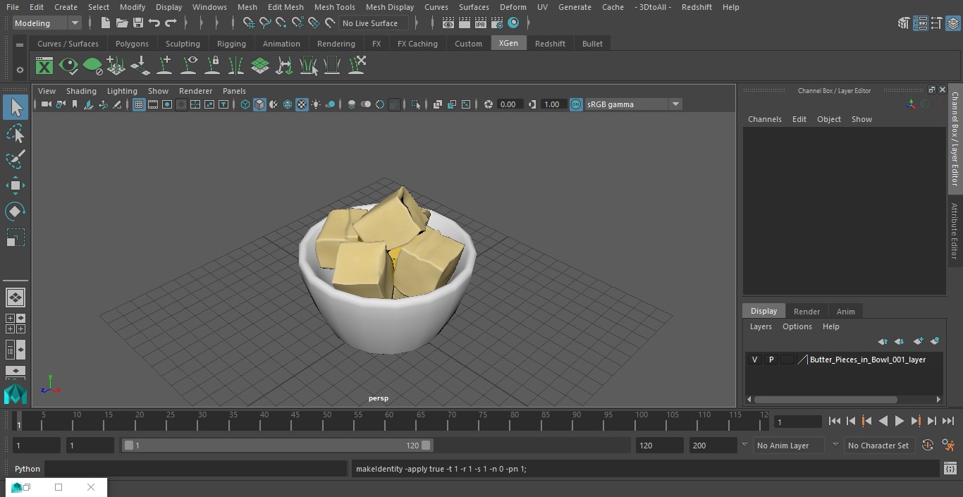3D Butter Pieces in Bowl