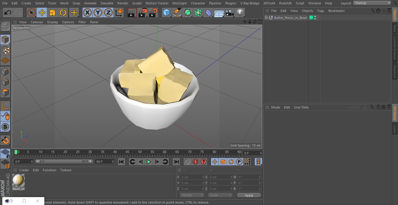 3D Butter Pieces in Bowl