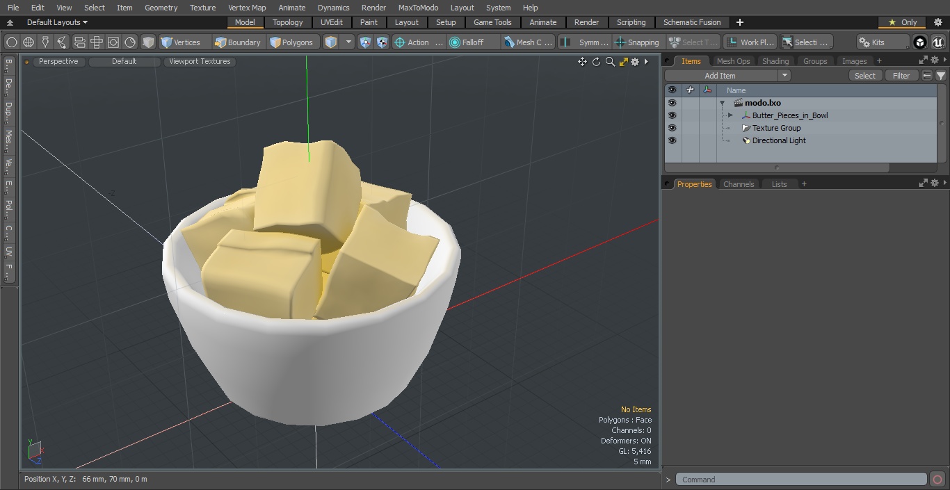 3D Butter Pieces in Bowl