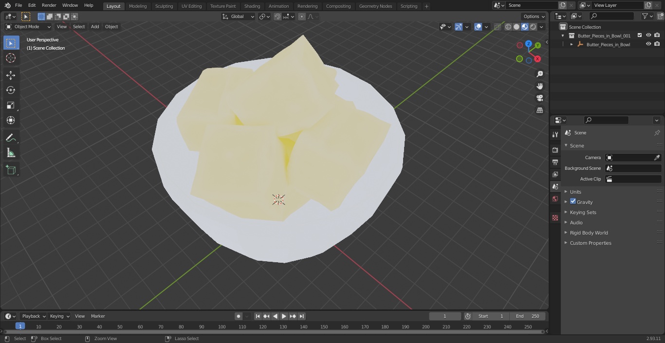 3D Butter Pieces in Bowl