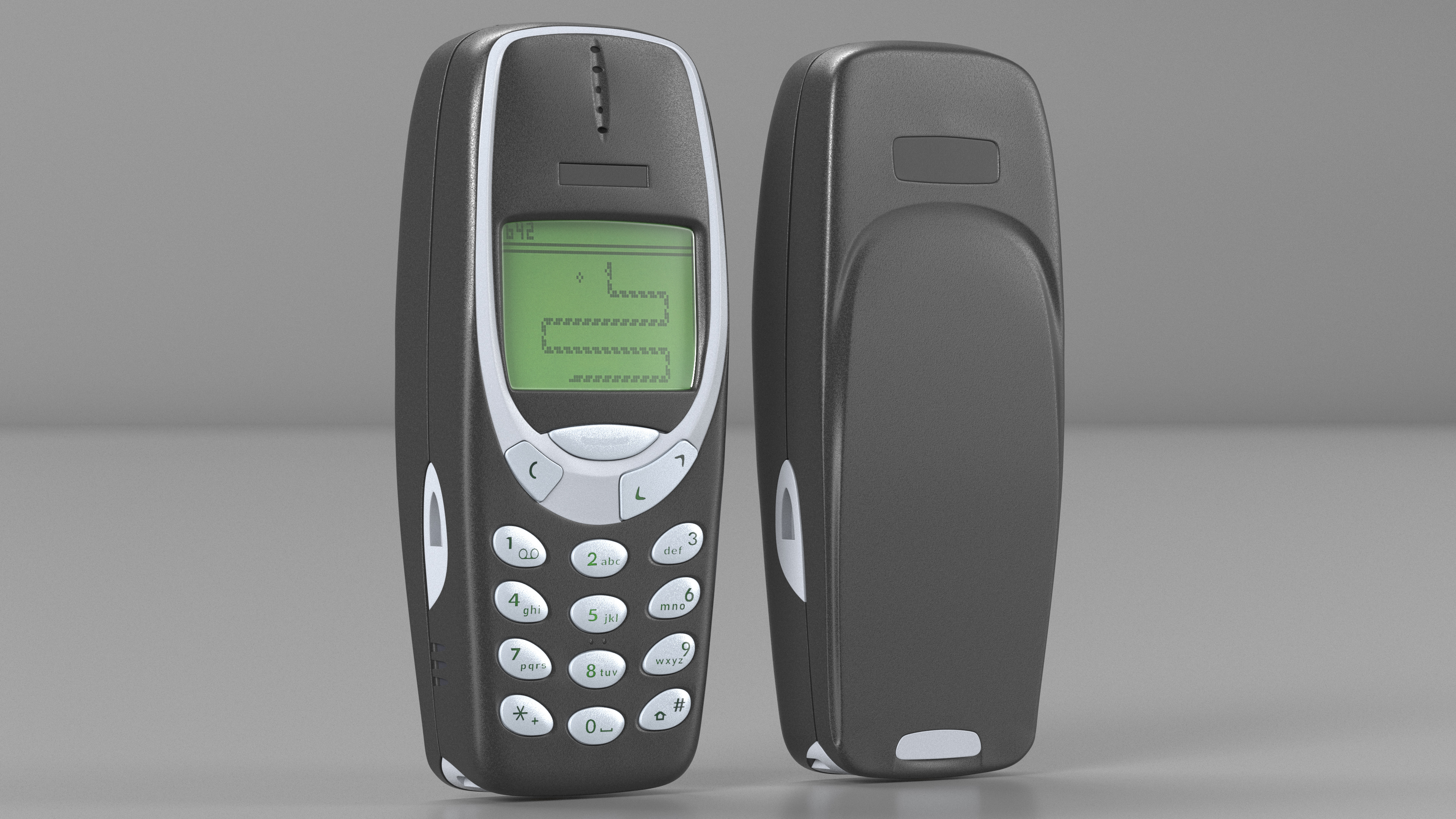Cellular Phone Black Switched On 3D