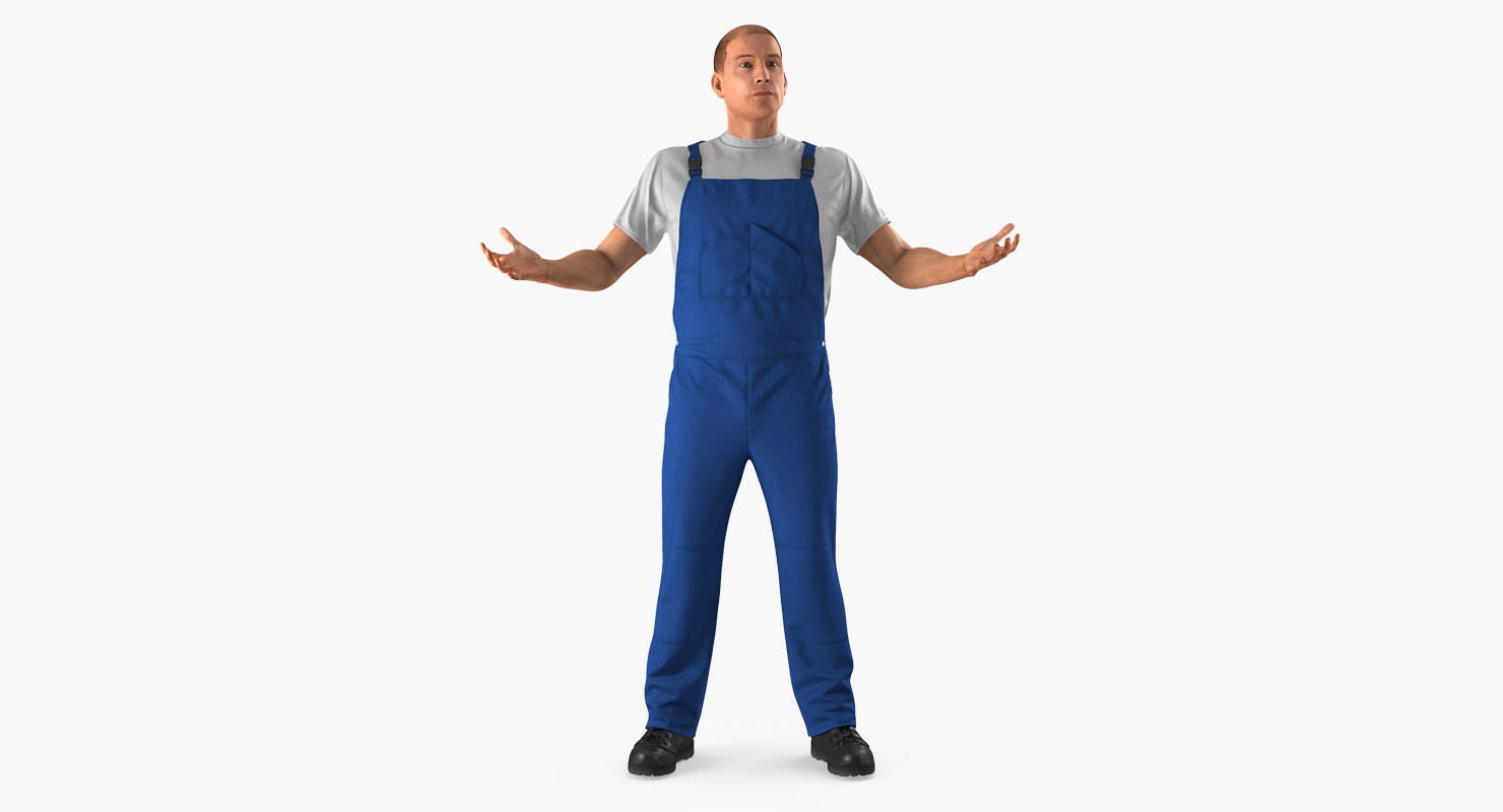 3D Worker Wearing Boiler Suit Rigged model