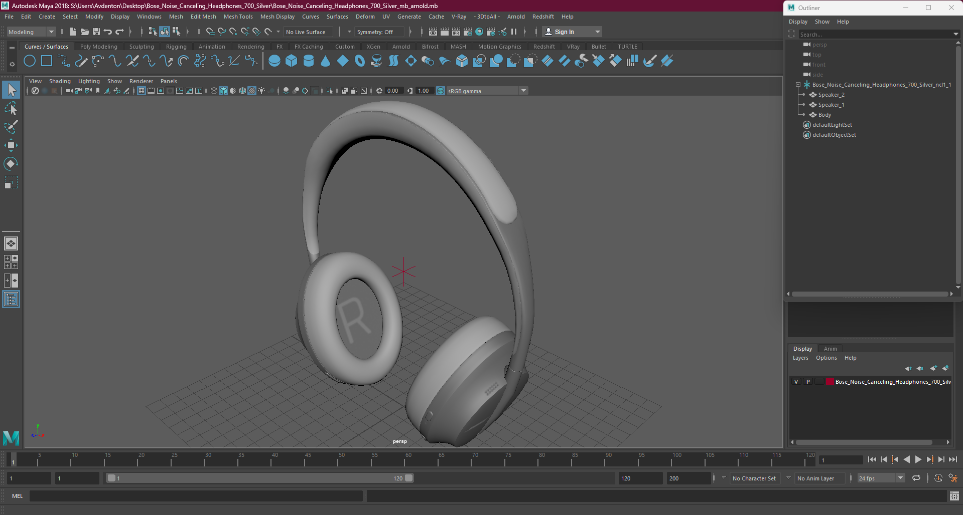 Bose Noise Canceling Headphones 700 Silver 3D