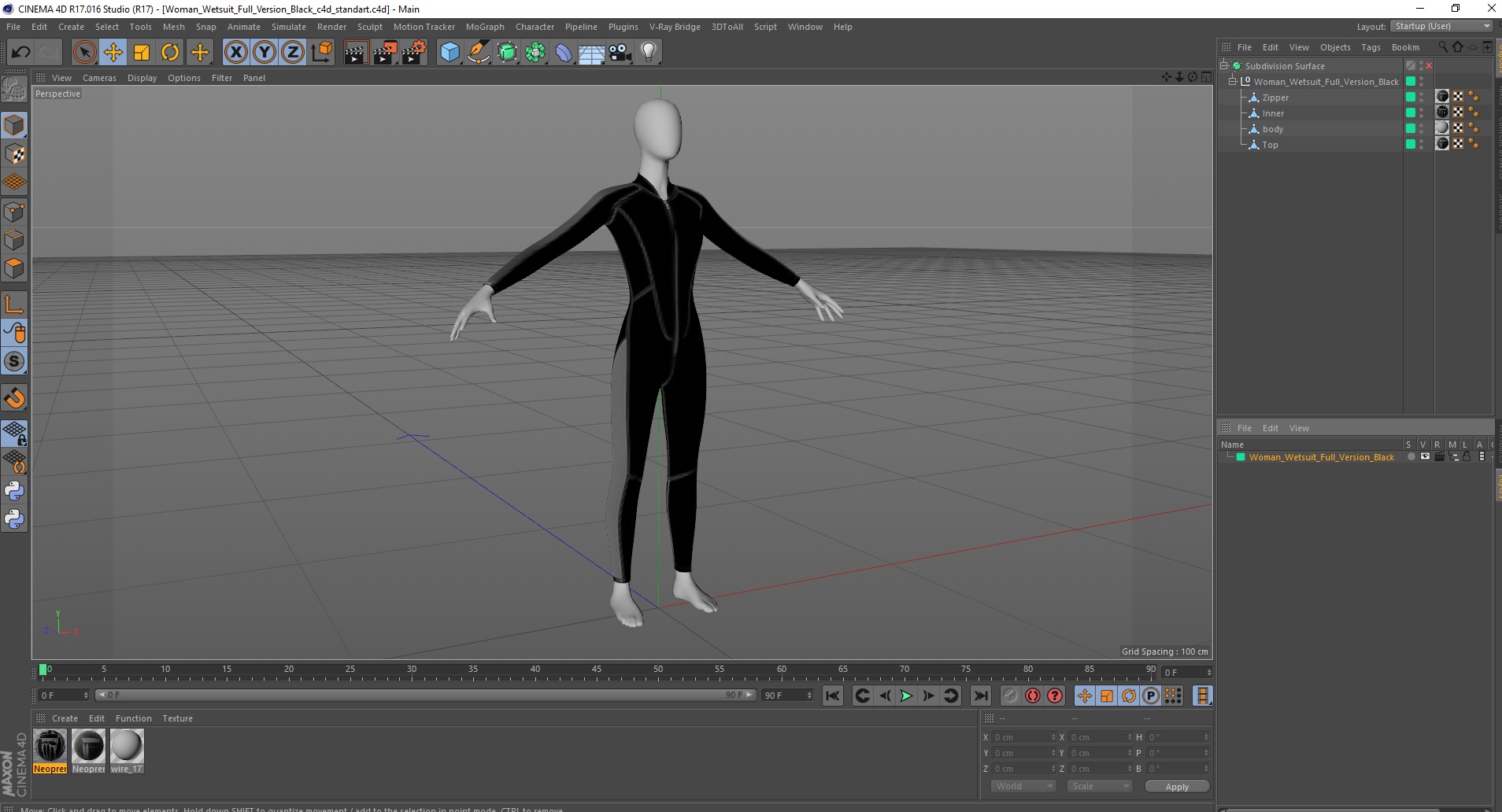 Woman Wetsuit Full Version Black 3D