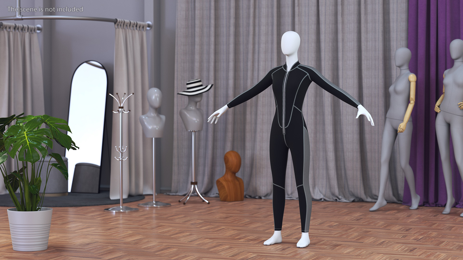 Woman Wetsuit Full Version Black 3D