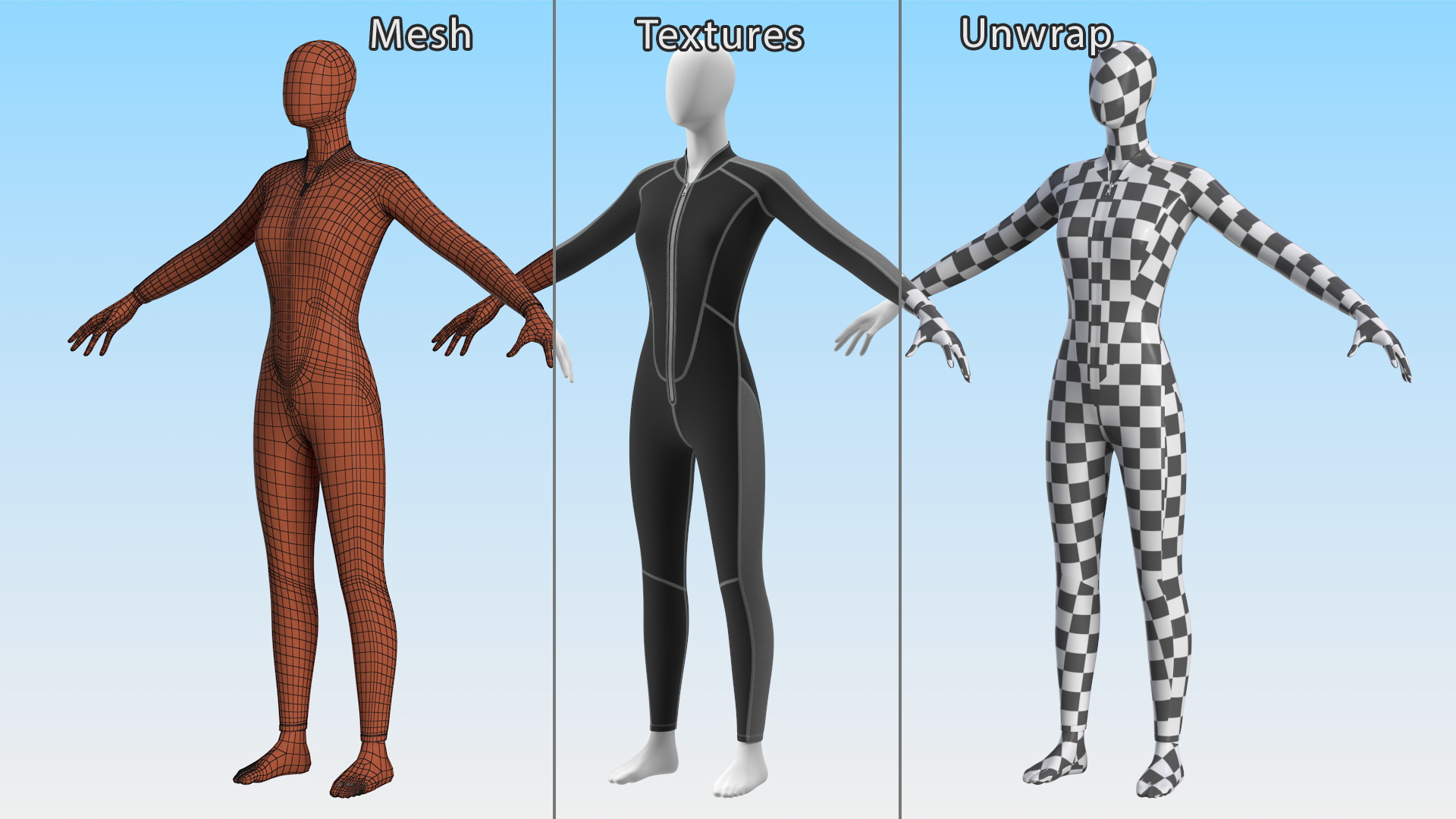 Woman Wetsuit Full Version Black 3D