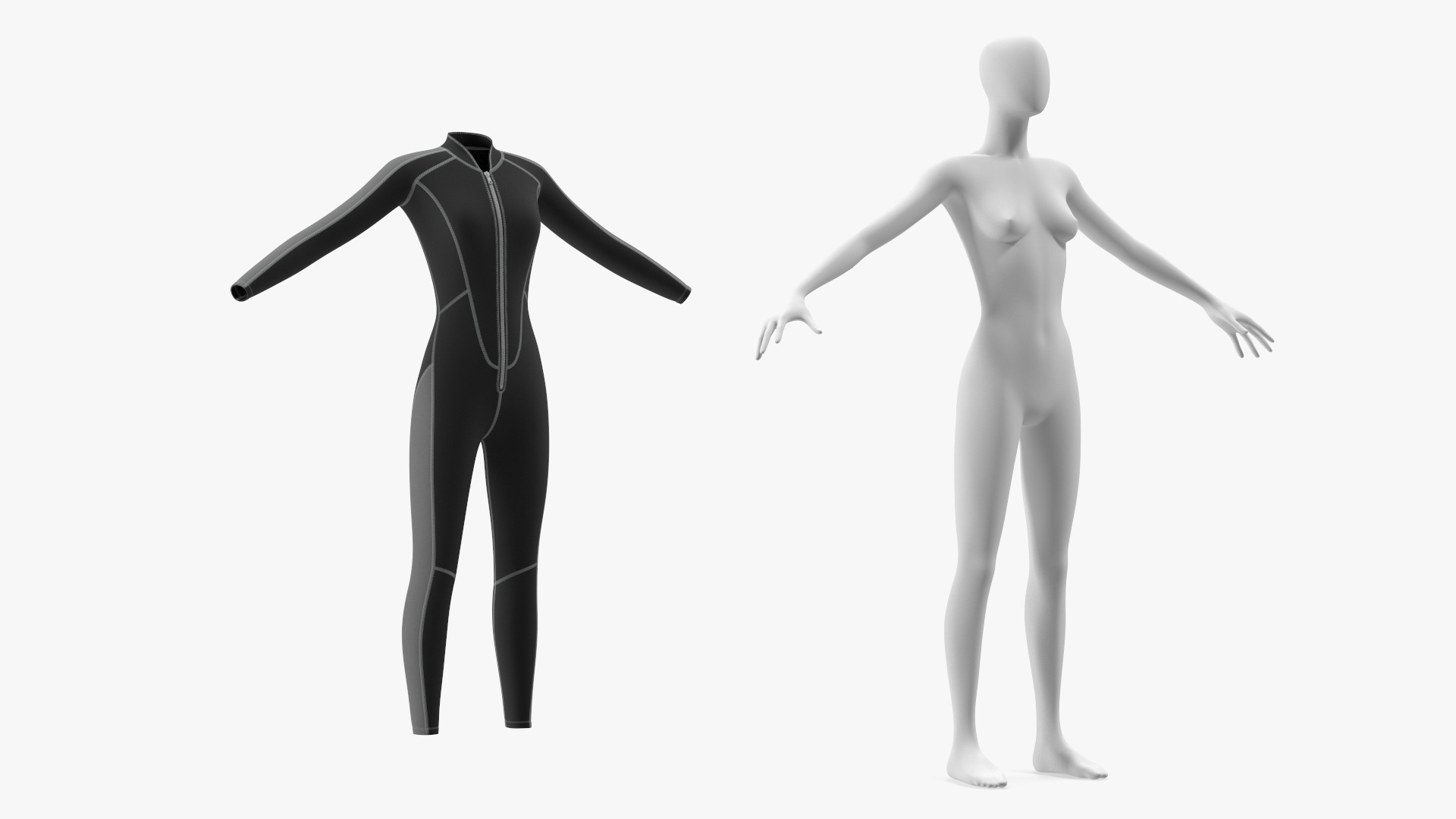 Woman Wetsuit Full Version Black 3D