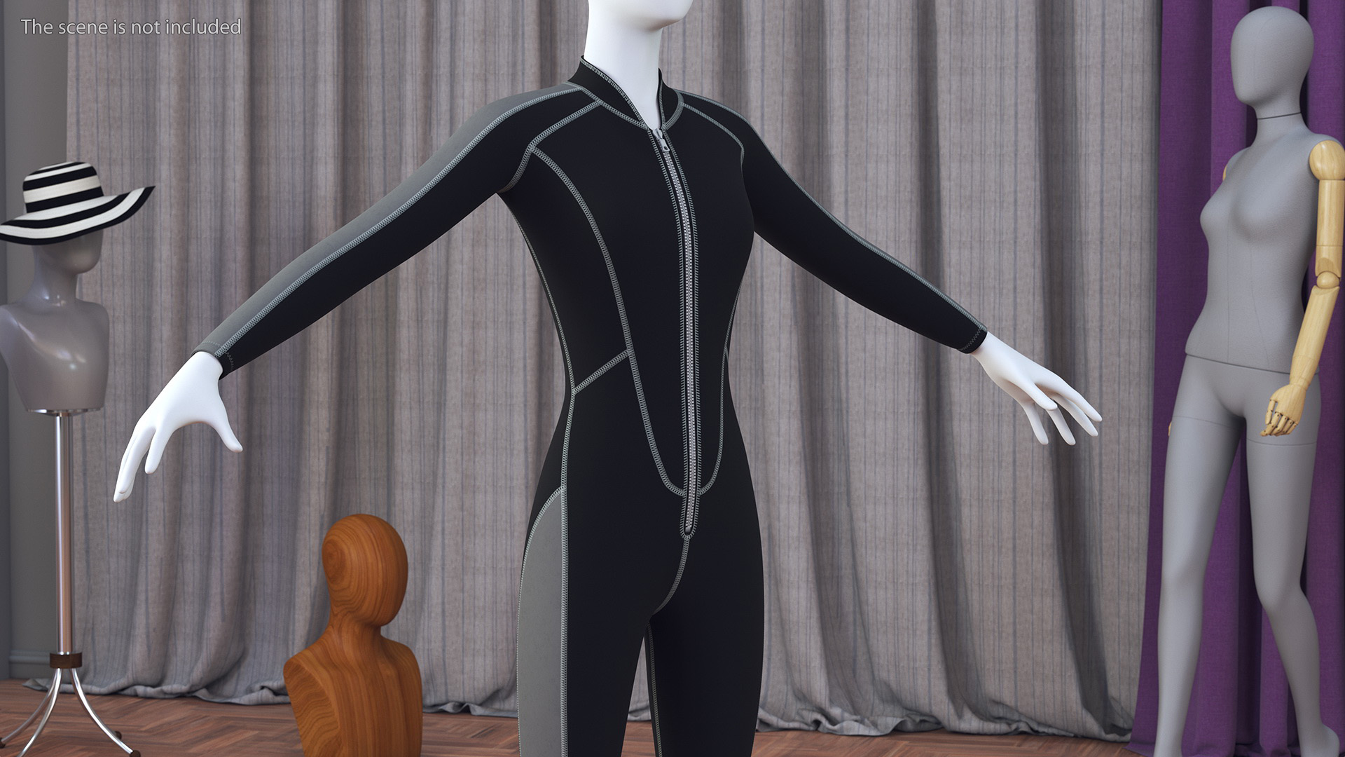 Woman Wetsuit Full Version Black 3D