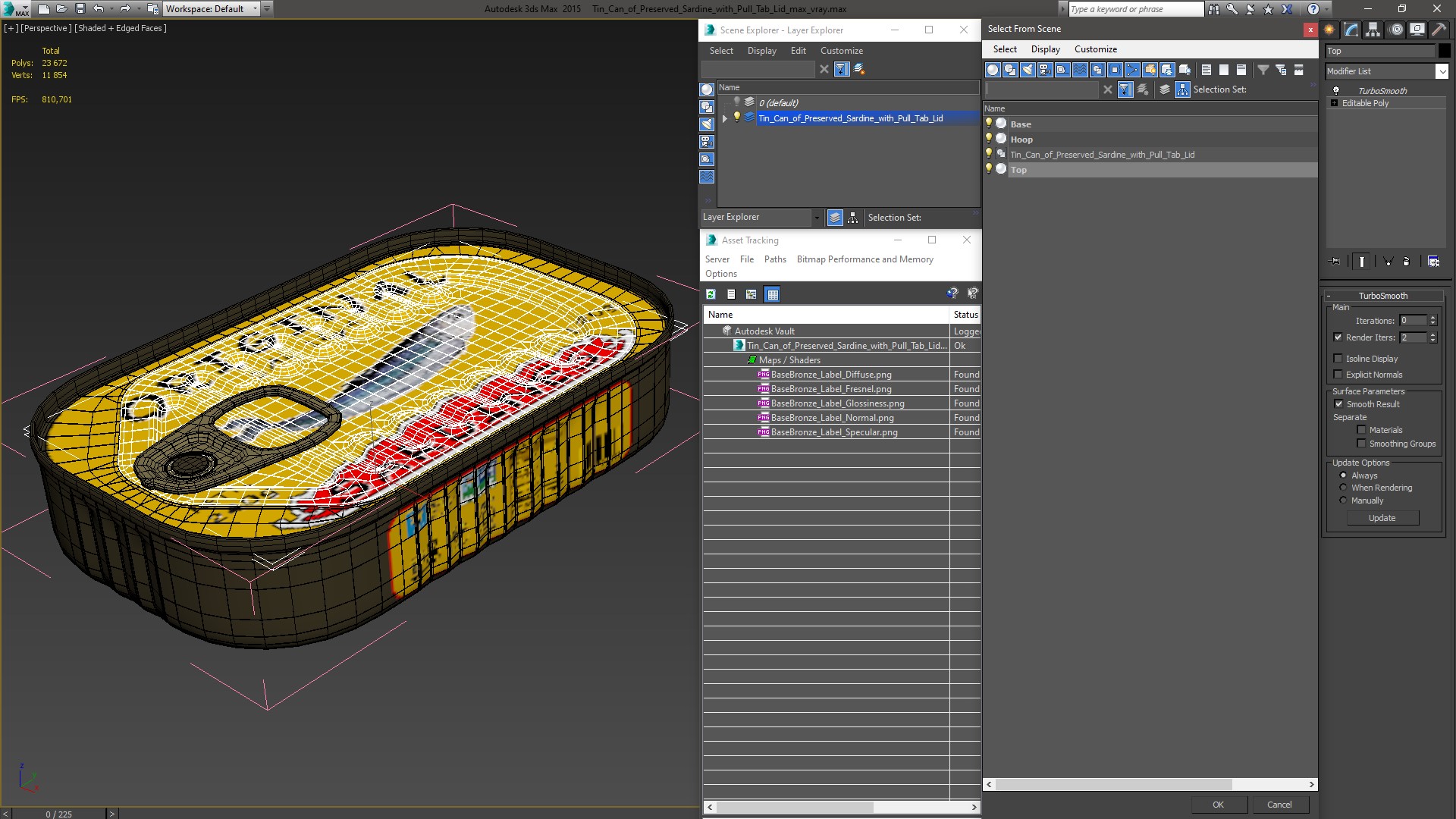 3D Tin Can of Preserved Sardine with Pull Tab Lid