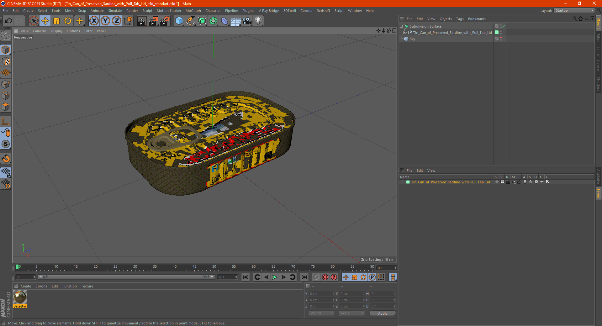 3D Tin Can of Preserved Sardine with Pull Tab Lid