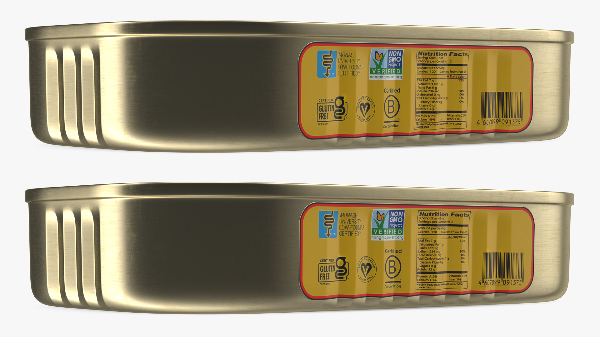 3D Tin Can of Preserved Sardine with Pull Tab Lid