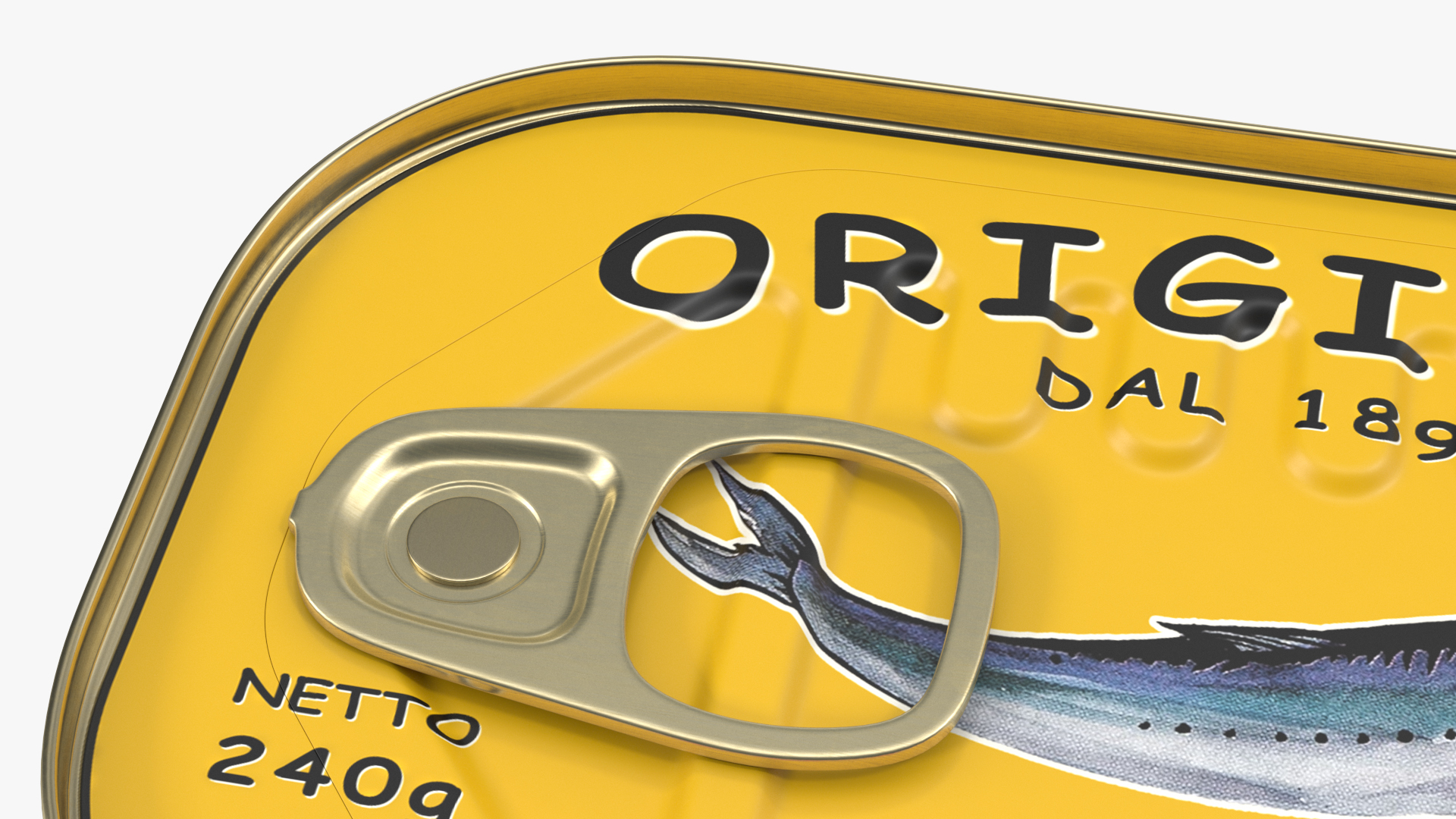 3D Tin Can of Preserved Sardine with Pull Tab Lid