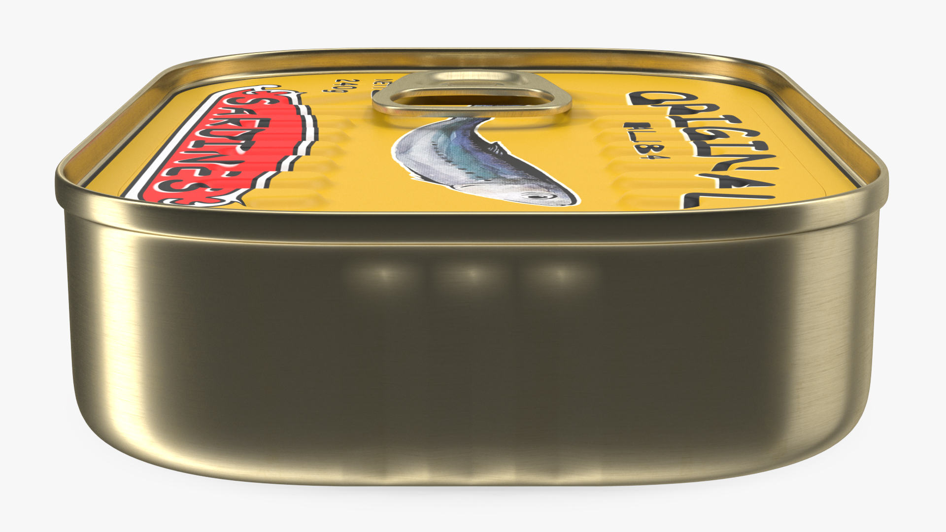 3D Tin Can of Preserved Sardine with Pull Tab Lid