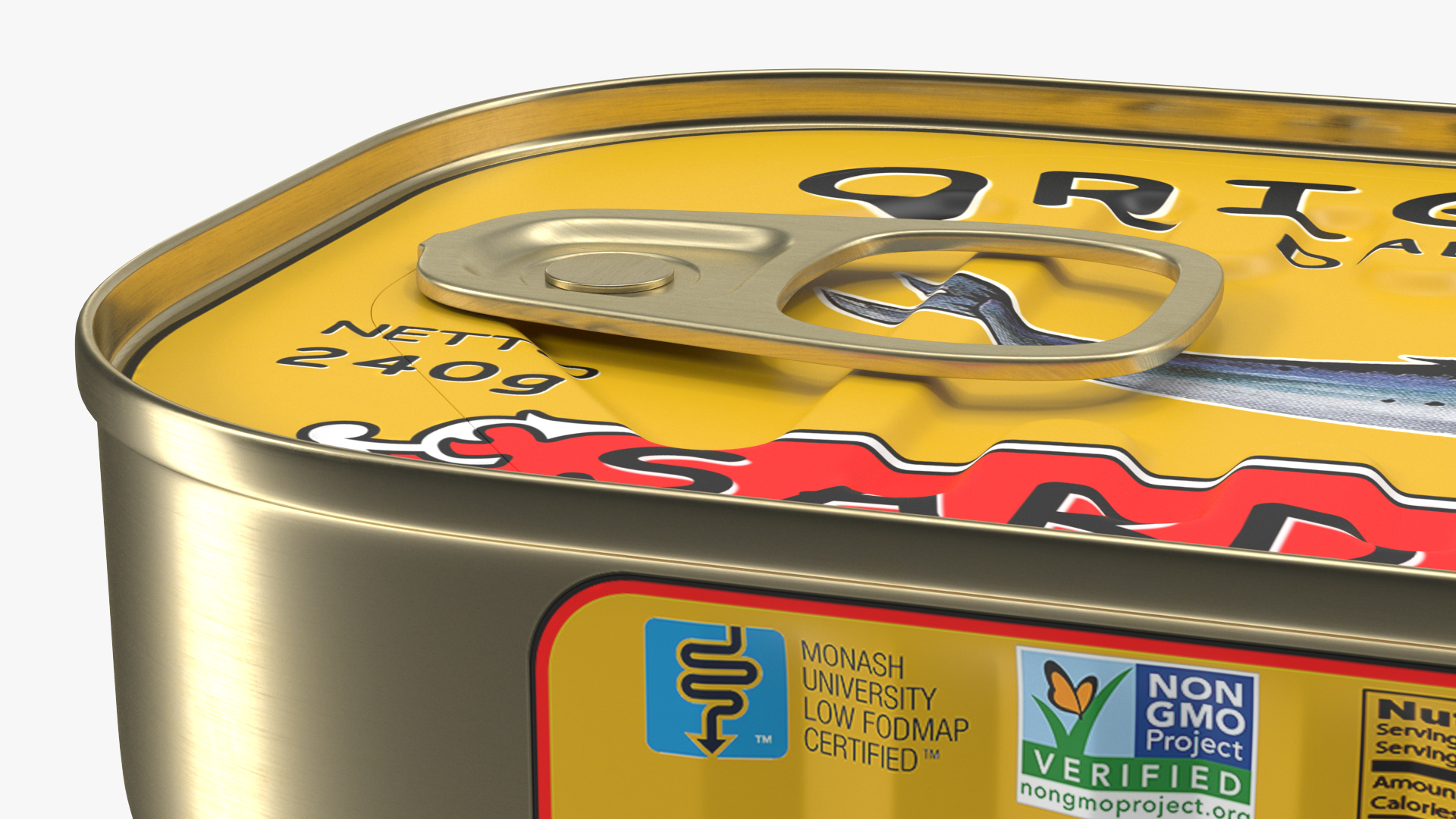 3D Tin Can of Preserved Sardine with Pull Tab Lid