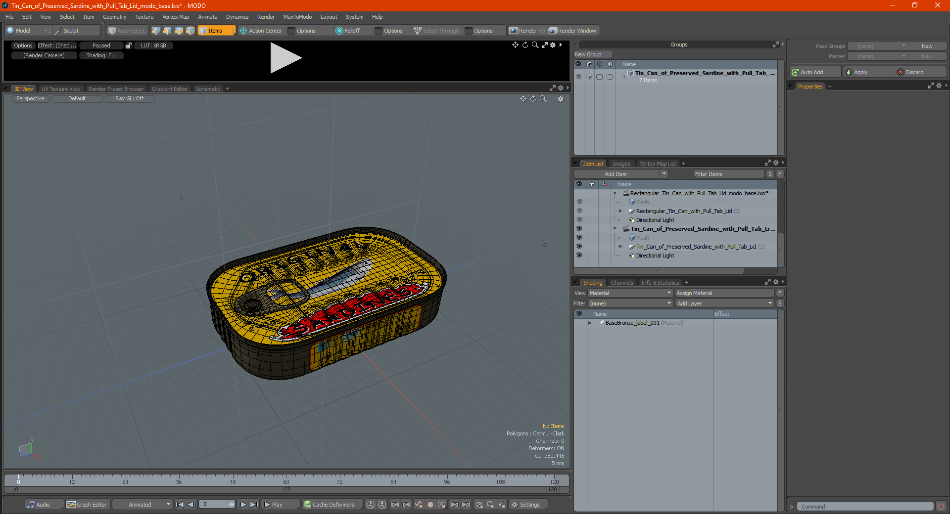 3D Tin Can of Preserved Sardine with Pull Tab Lid