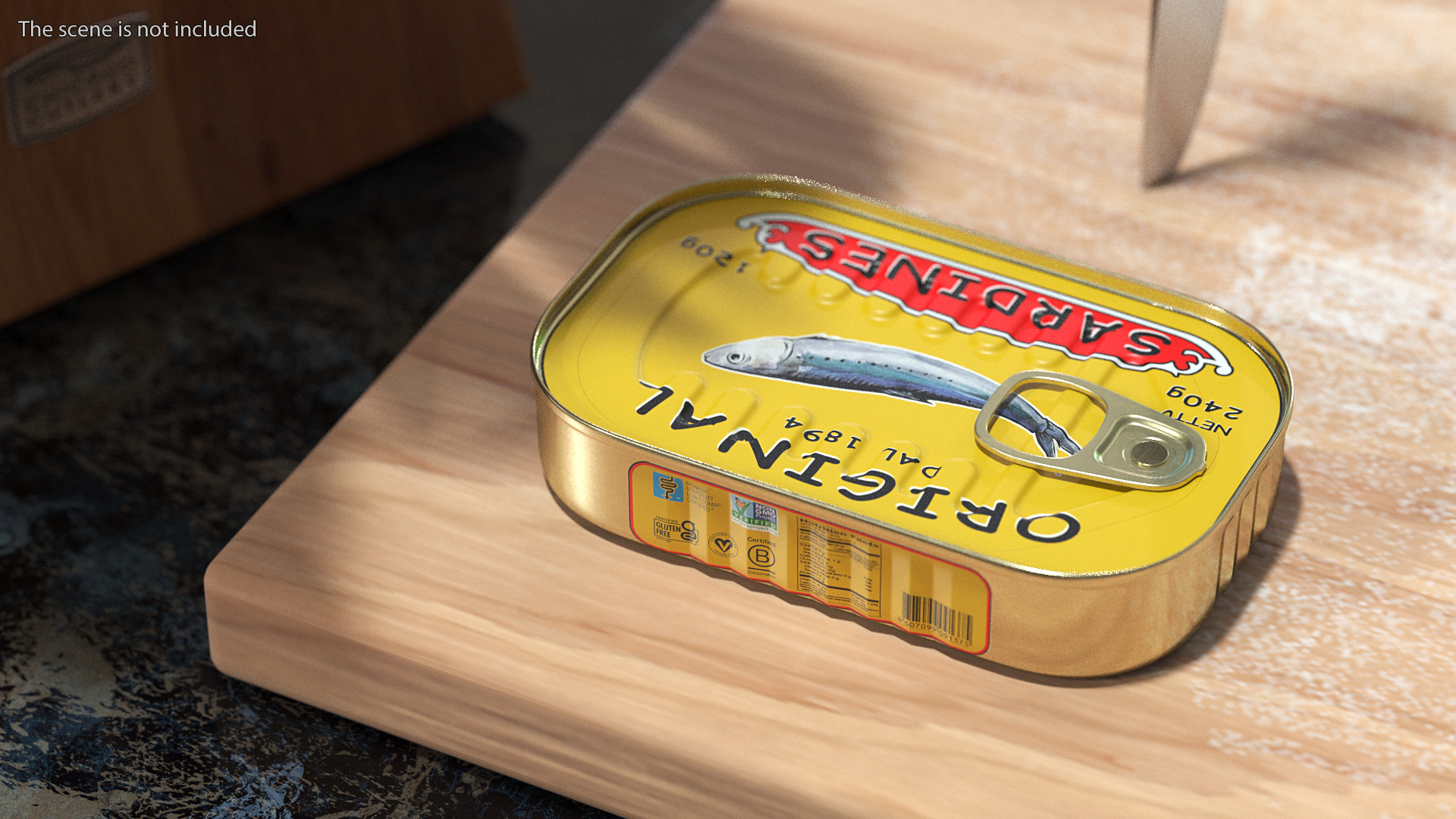 3D Tin Can of Preserved Sardine with Pull Tab Lid
