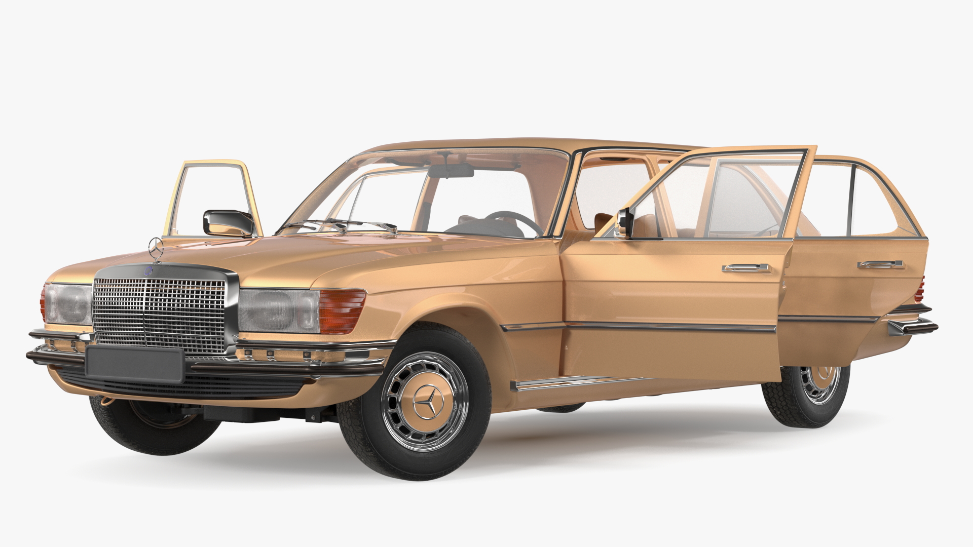 Mercedes Benz 350 SE Yellow Rigged 3D model