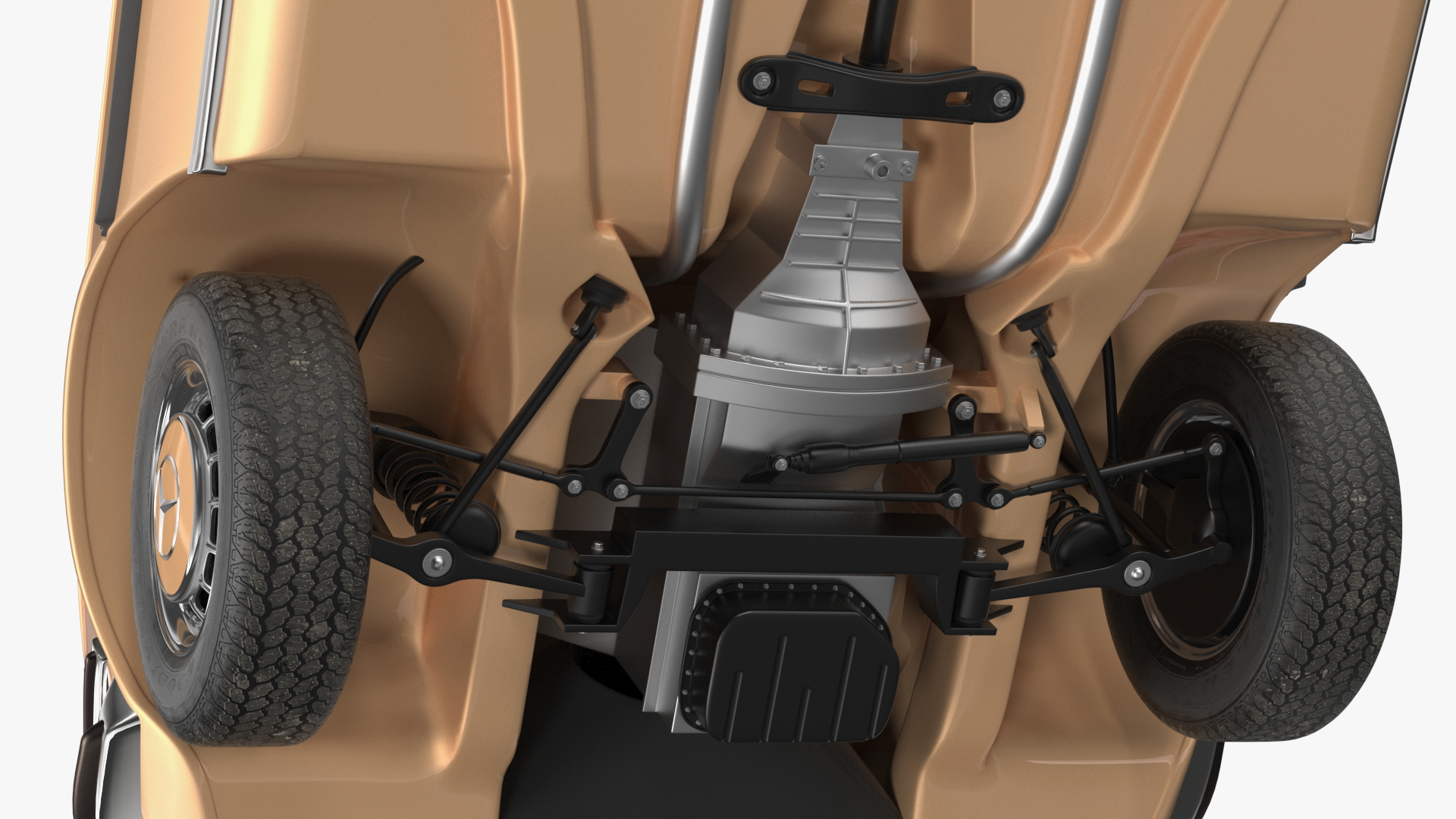 Mercedes Benz 350 SE Yellow Rigged 3D model