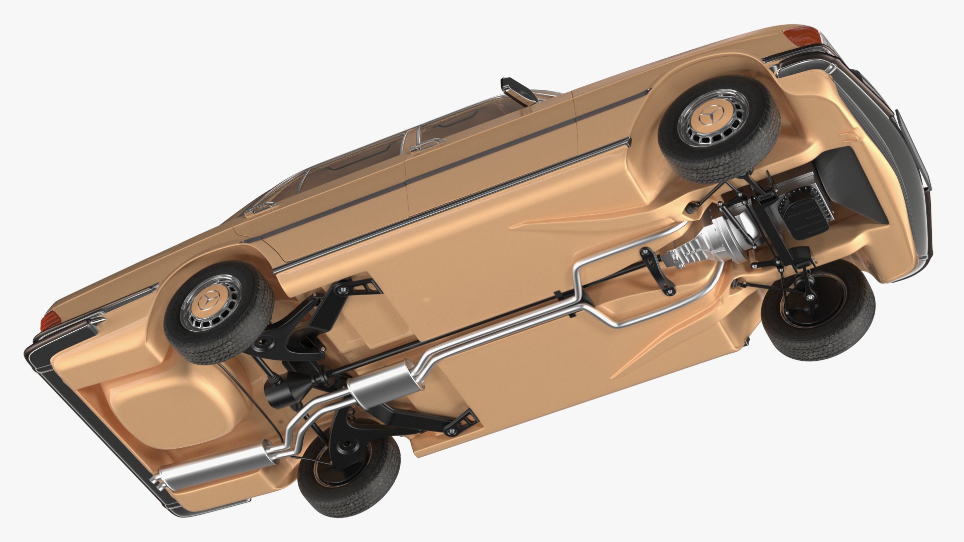 Mercedes Benz 350 SE Yellow Rigged 3D model