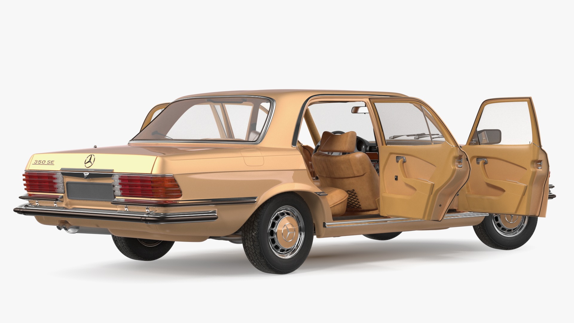Mercedes Benz 350 SE Yellow Rigged 3D model