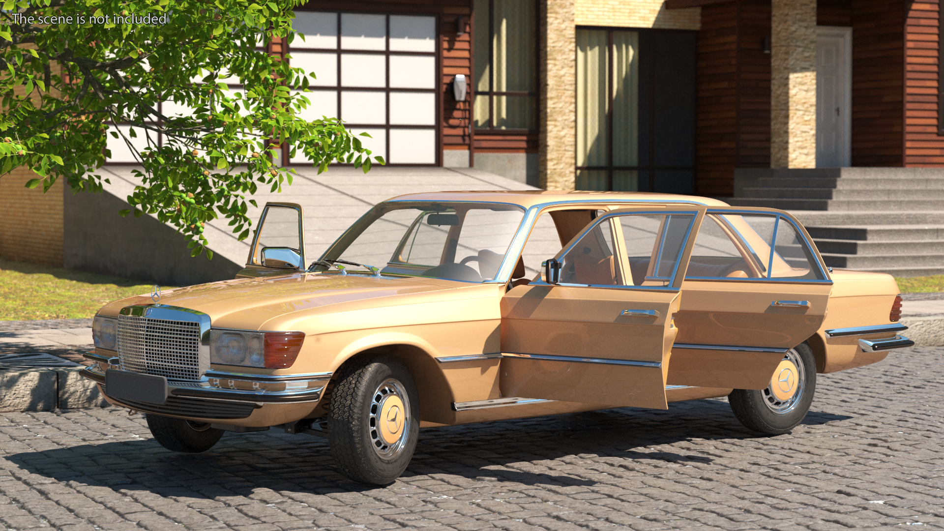 Mercedes Benz 350 SE Yellow Rigged 3D model