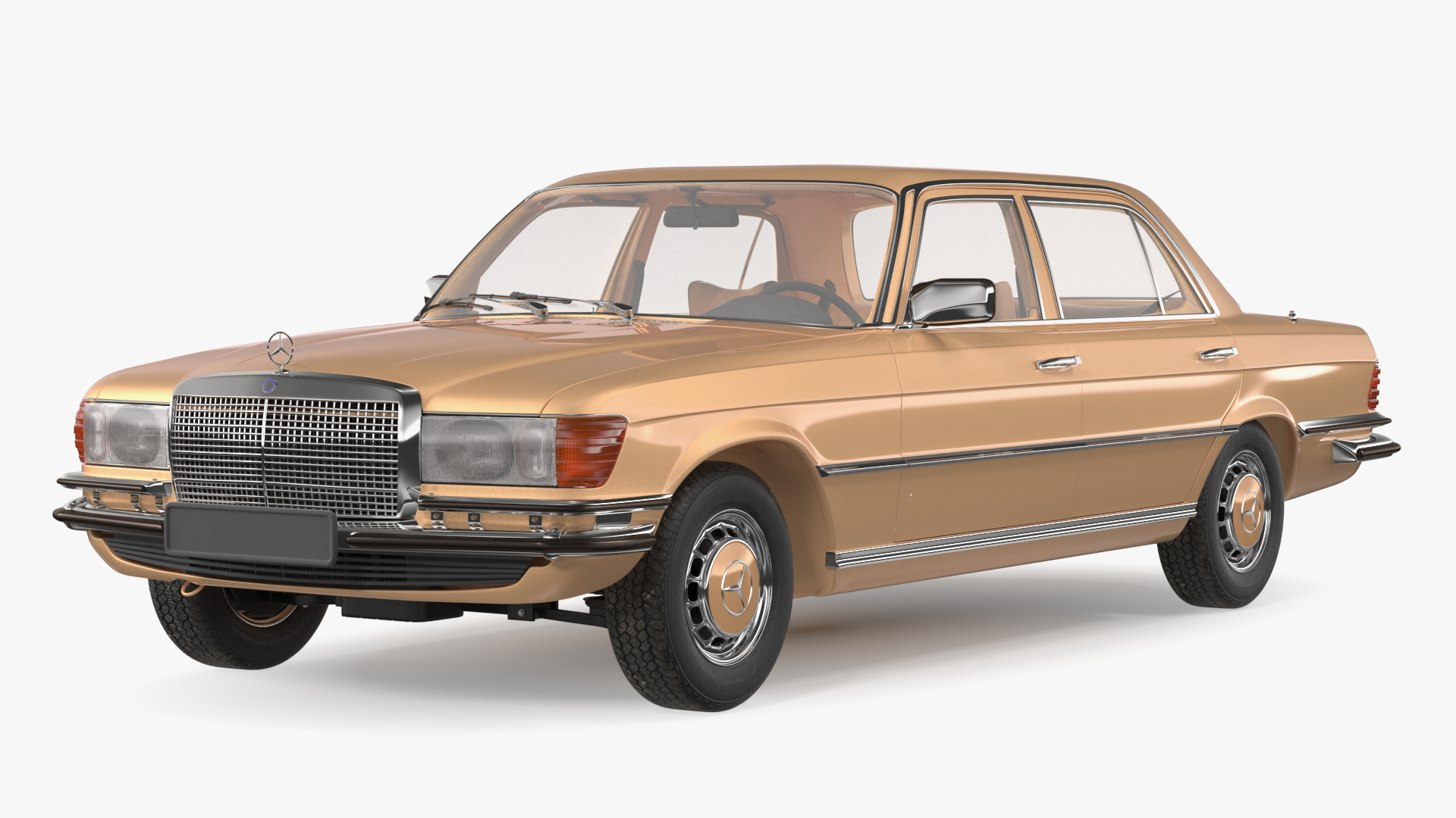 Mercedes Benz 350 SE Yellow Rigged 3D model