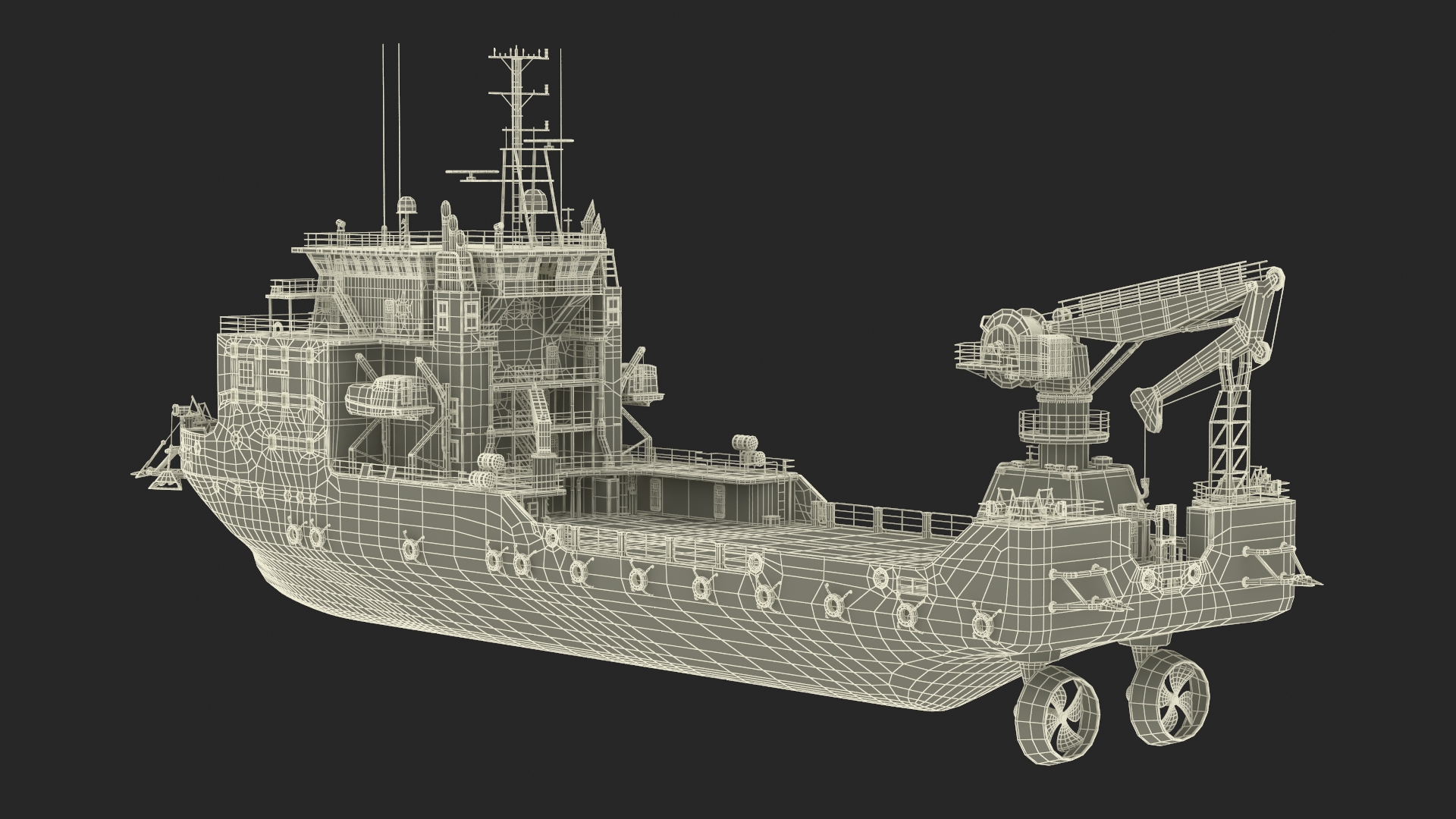 3D Construction Vessel Bourbon Enterprise Blue model